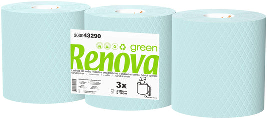 Renova Bobina Secamanos Renovagreen 180 metros - 3 Bobinas Azules de 2 Capas