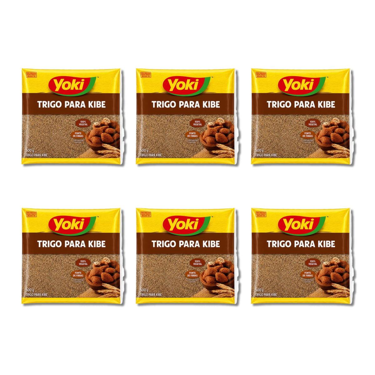 Trigo para Kibe - Harina de Trigo Integral para Quibe Tradicional - Pack de 6 Unidades de 500g (3kg), 100% Vegetal y Fuente de Fibra - Ideal para Recetas de Cocina Árabe y Brasileña - NEXU