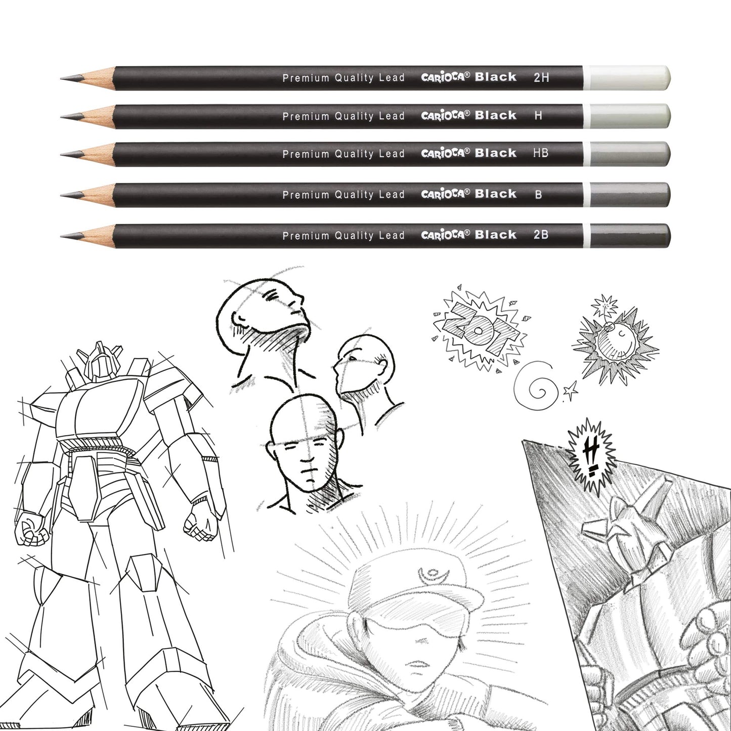 CARIOCA BLACK PENCIL | 42928 - Lápices de Grafito Triangulares, 2H, 12 Unidades
