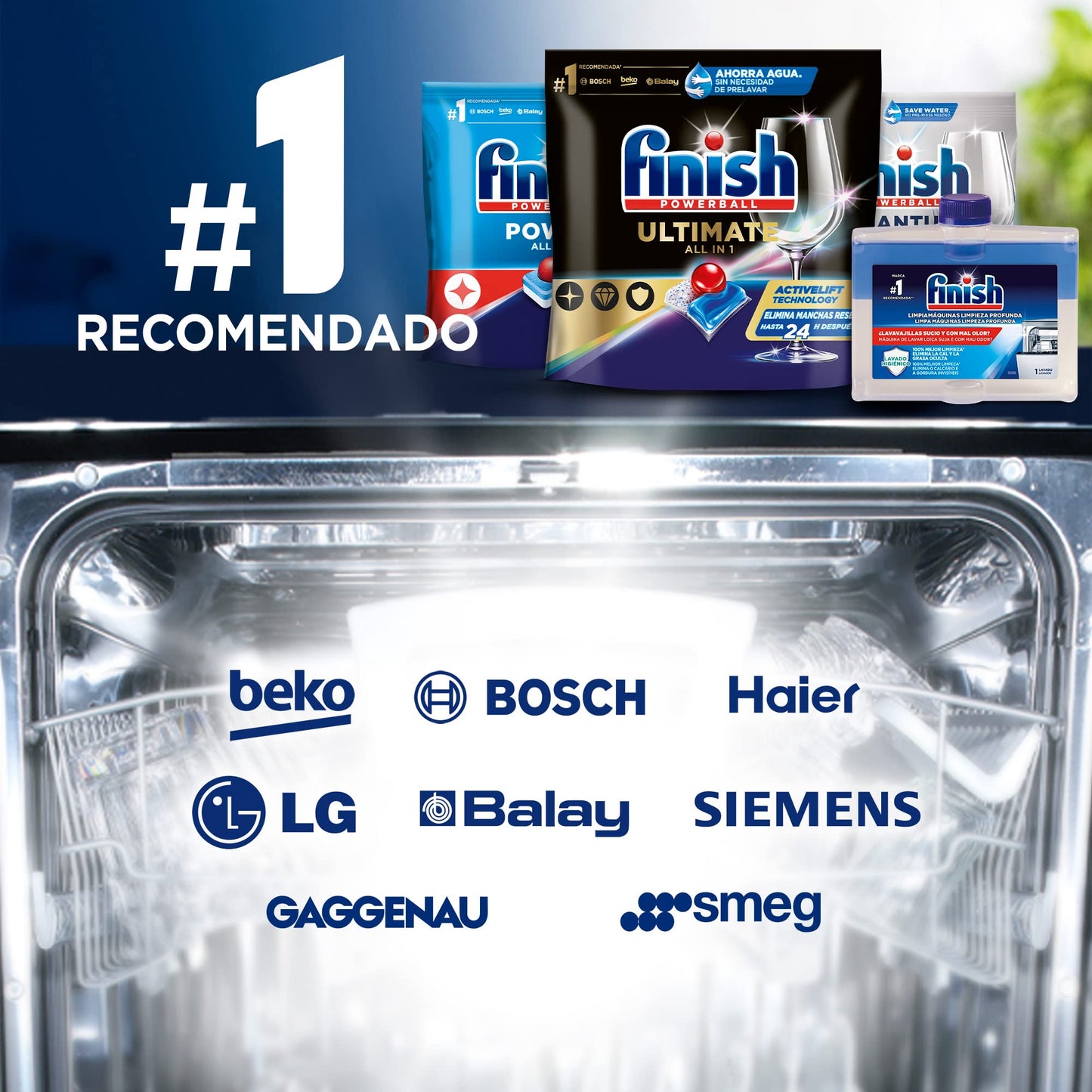 Finish Limpiamáquinas - Limpieza higiénica para el lavavajillas contra el mal olor, la cal y la grasa - 250ml