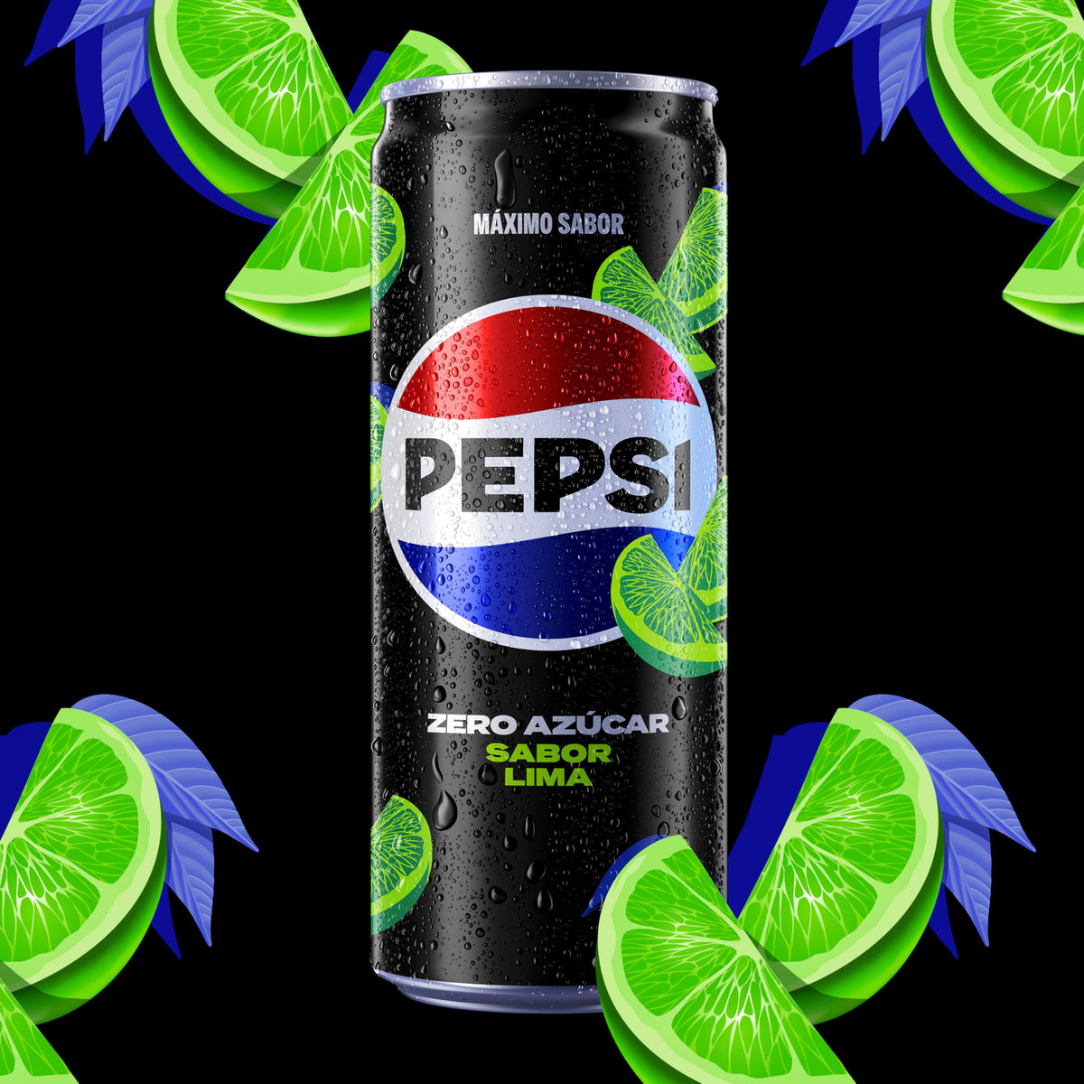 Pepsi zero Lima Refresco de cola con cero azúcar y cero calorías, pack de 24 latas de 330 ml, 7.92 litros en total