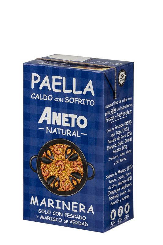 Aneto Natural Caldo para Paella de Pescado y Marisco, 1L