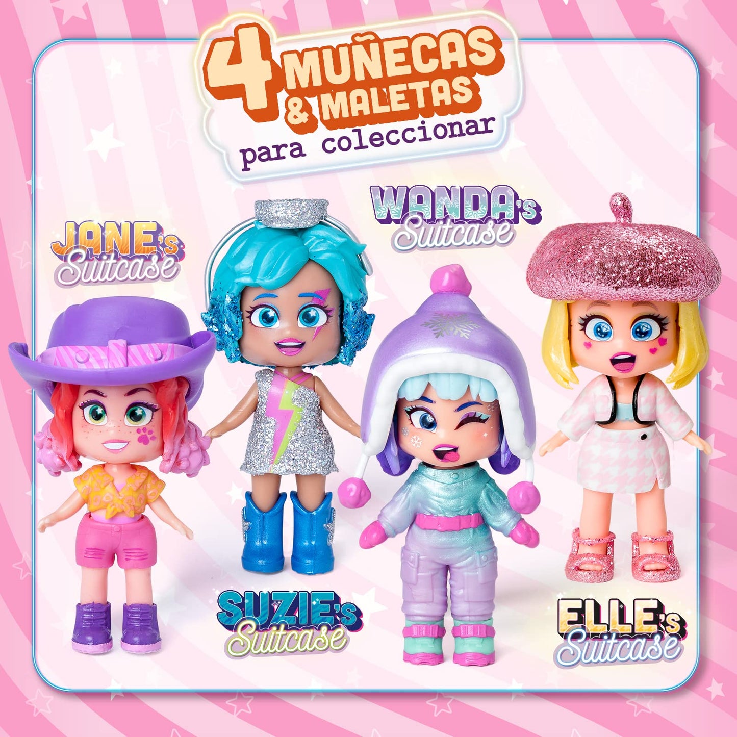 KOOKYLOOS Jane’s Suitcase – Maleta para muñecas con más de 14 accesorios de moda y muñeca exclusiva con 3 expresiones divertidas. Incluye ropa, accesorios y zapatos, perchas y una mascota exclusiva