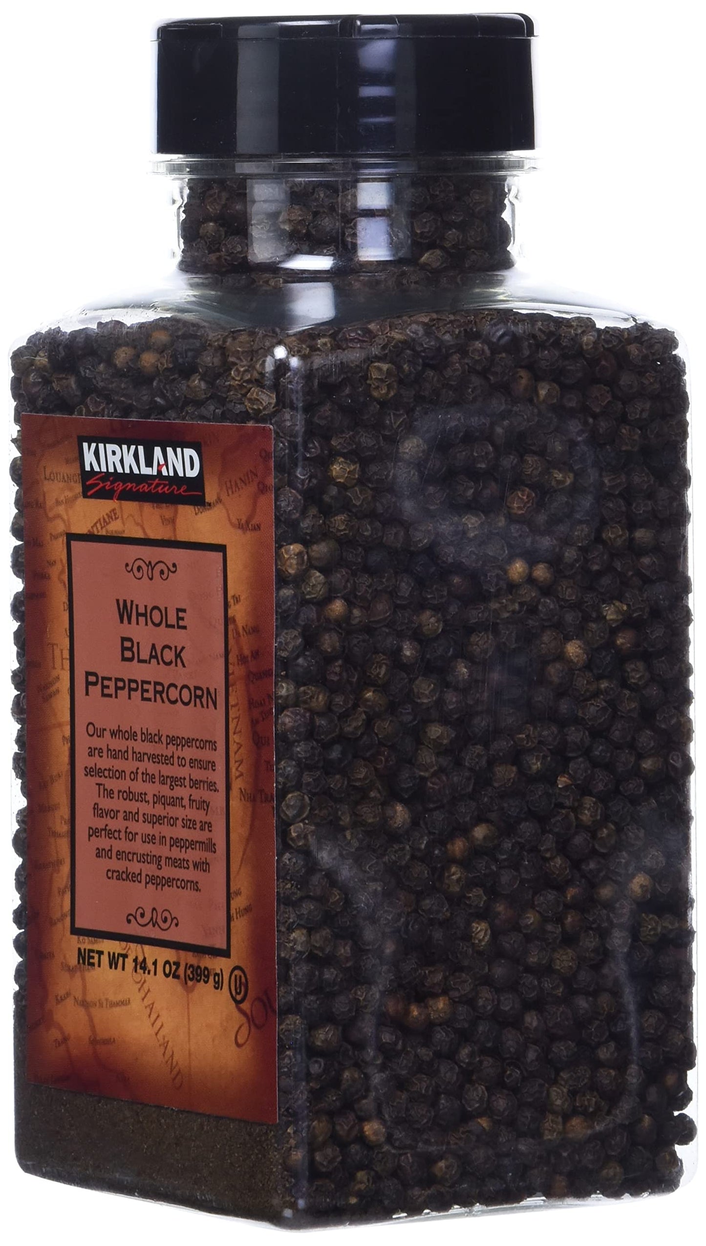 Kirkland Signature Whole Tellicherry Peppercorns, 14.1oz Gourmet Jar