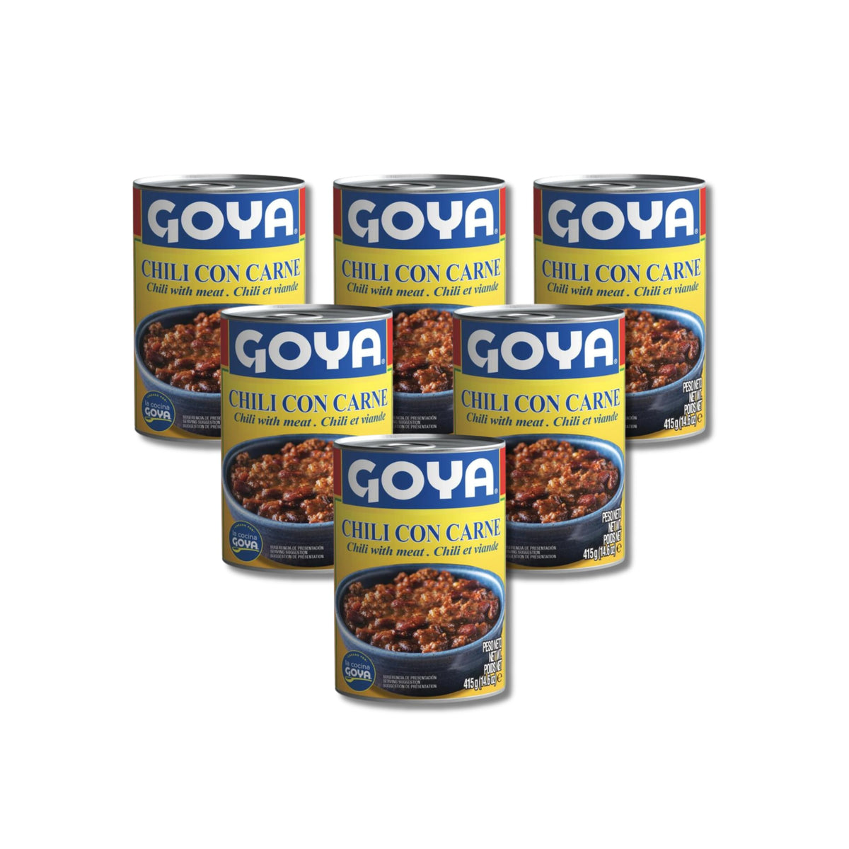 Chili con Carne - Pack de 6 Latas de 415g - Plato Preparado con Sabor Auténtico Mexicano - Ideal para Compartir, Acompañar Nachos o Rellenar Tacos - Listo para Calentar y Servir - NEXU