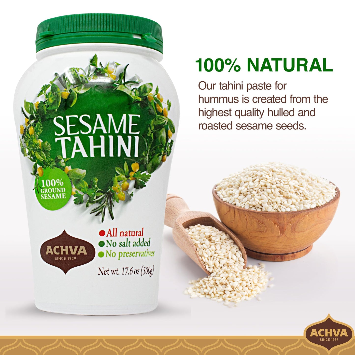 Achva Tahini Crushed Sesame Seeds, 17.6 Ounce