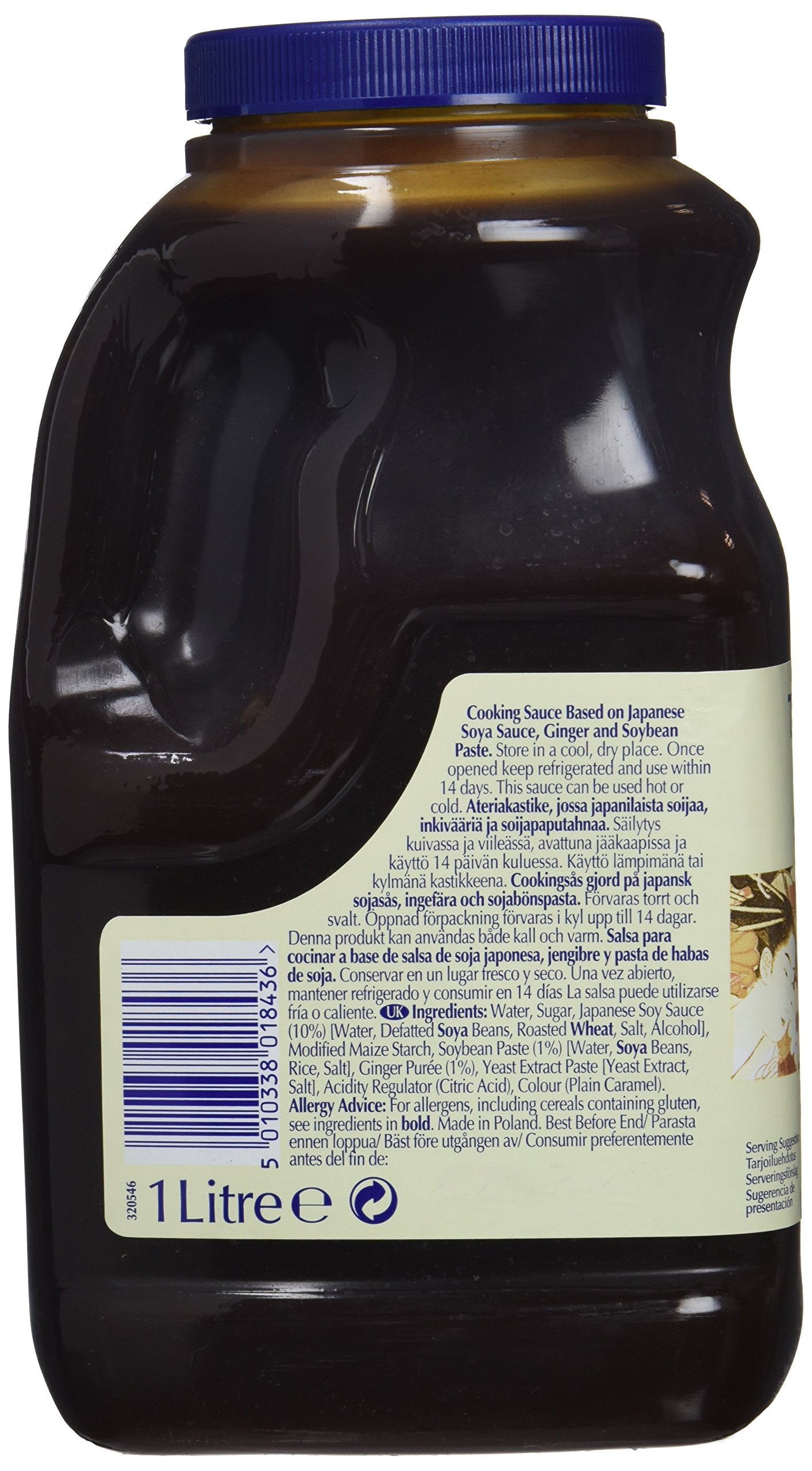 Blue Dragon Salsa Teriyaki con Jengibre, Salsa de Soja Japonesa, Sabor Dulce Caramelo, Teriyaki, 1 Litro (Paquete de 1)