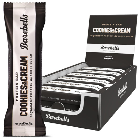 Barebells - Barritas Proteína - 20g Protein x Bar - Baja en azúcar y Calorías - Sin Aceite de Palma - Cookies and Cream (12 Barritas x 55g)