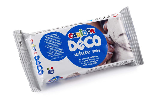 Carioca Pasta de modelar Blanca 500gr, Fácil de Alisar y aplicable sobre Cualquier Superficie, Apta para Todas Las técnicas de modelaje, 500 gr