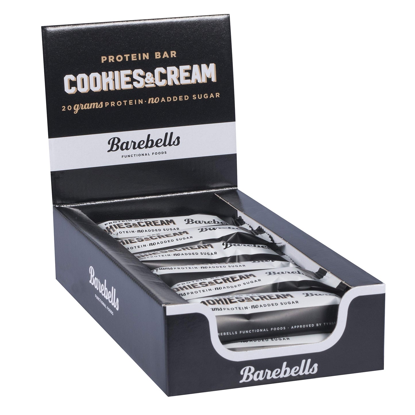 Barebells - Barritas Proteína - 20g Protein x Bar - Baja en azúcar y Calorías - Sin Aceite de Palma - Cookies and Cream (12 Barritas x 55g)