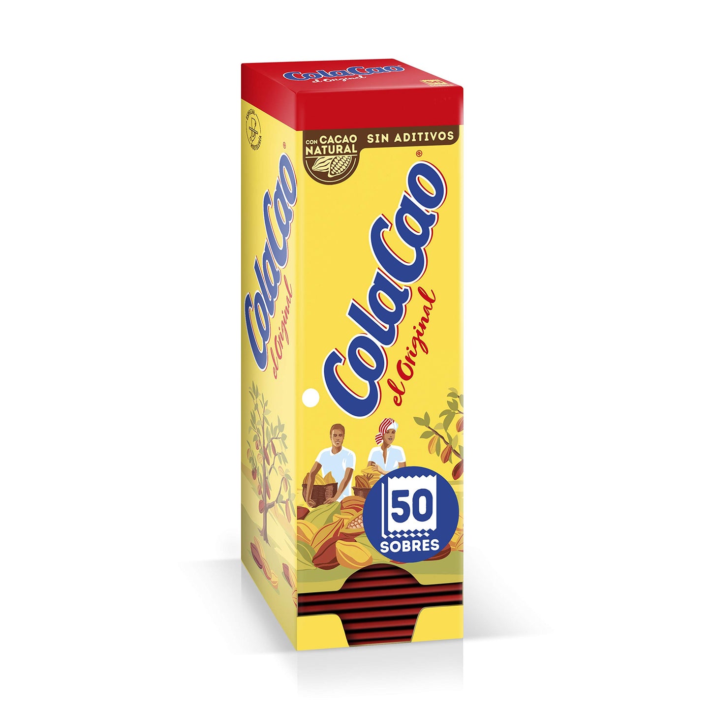 ColaCao, Original, Cacao Soluble Natural y sin Aditivos - 50 sobres de 18g - 900g
