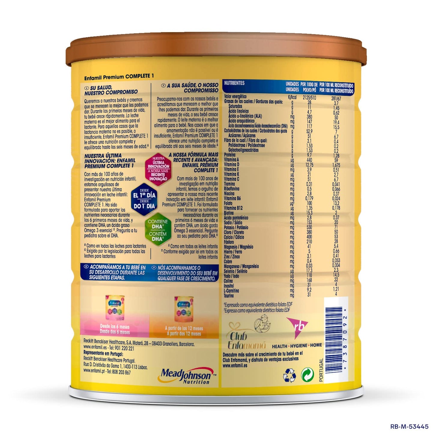 Enfamil Complete 1 Leche infantil para lactantes de 0 a 6 meses de edad, fórmula para bebés recién nacidos - 800 gr