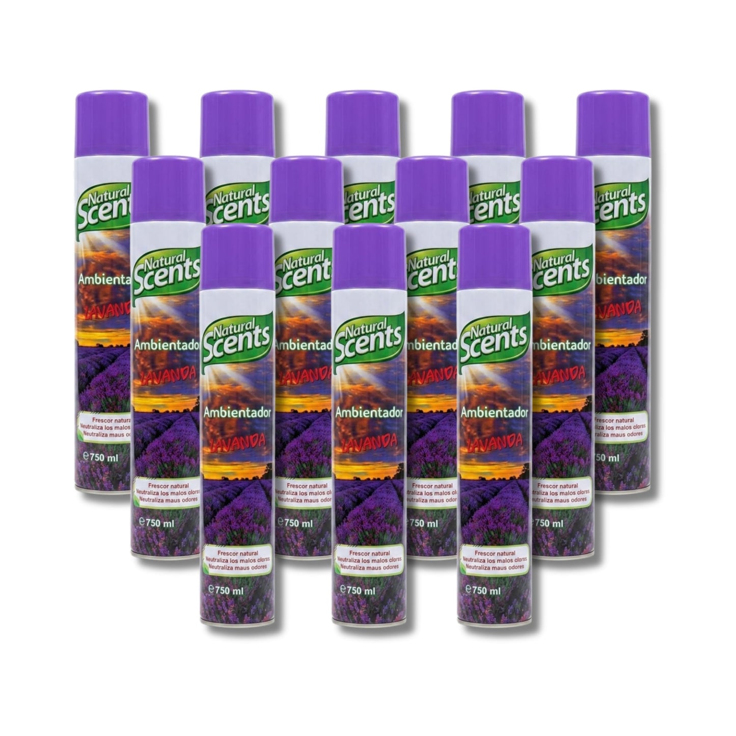 Ambientador de Lavanda Pack Ahorro de 12 Unidades x 750 ml - Eliminador de Olores con Fragancia Intensa - Natural - Frescor Natural para el Hogar, Oficinas y Grandes Espacios - NEXU