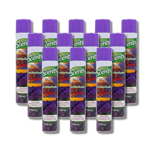 Ambientador de Lavanda Pack Ahorro de 12 Unidades x 750 ml - Eliminador de Olores con Fragancia Intensa - Natural - Frescor Natural para el Hogar, Oficinas y Grandes Espacios - NEXU