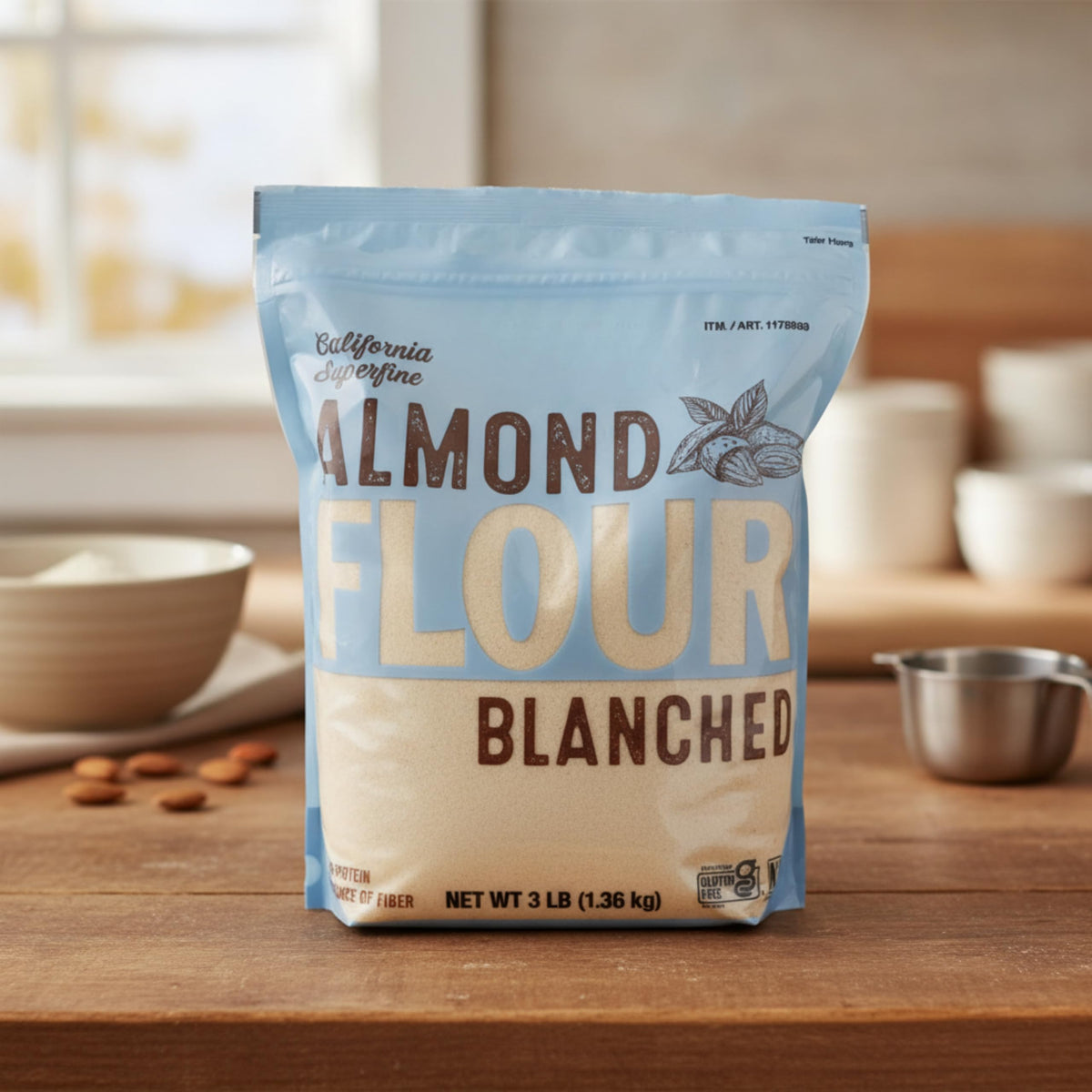 Harina de Almendras de California Blanqueada y Superfina - 1.36kg - Sin Gluten - Apta para Dieta Paleo y Keto - Ideal para Macarons y Repostería Saludable - NEXU