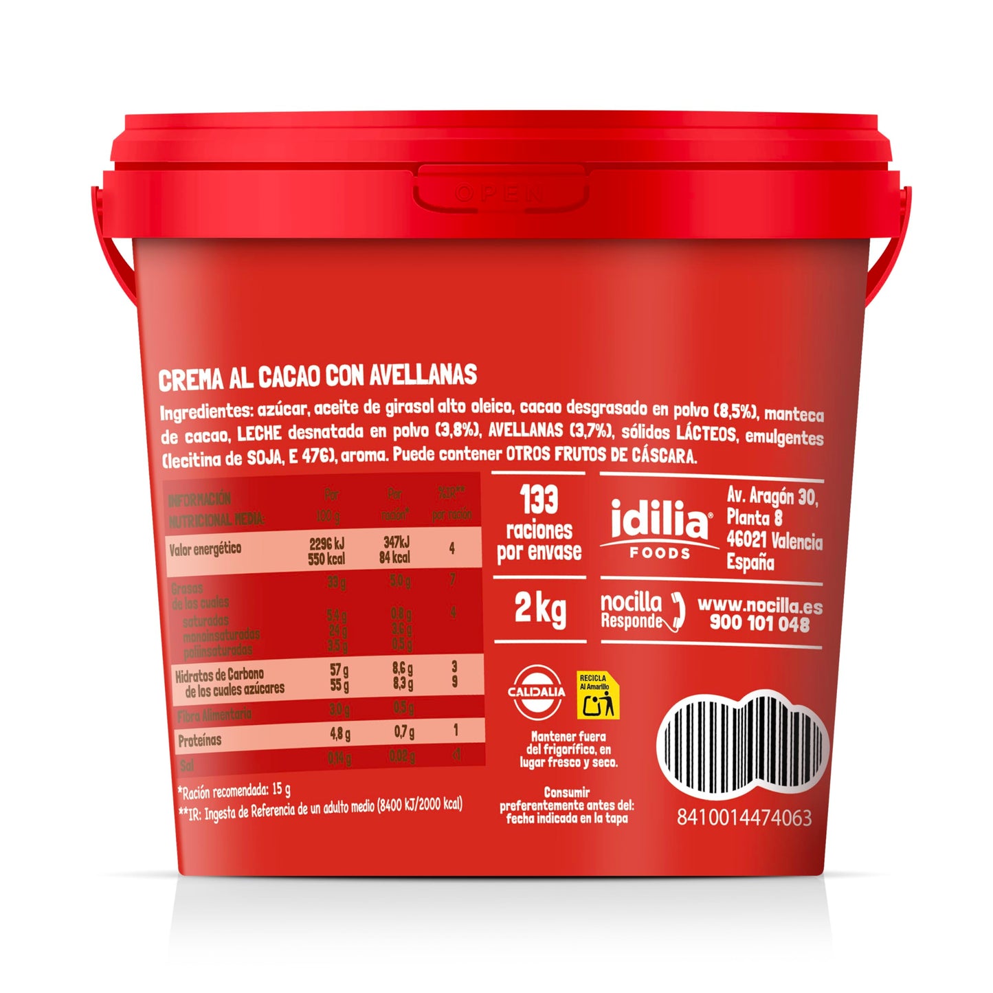 Nocilla, Profesional, Fluida con sabor Original y Avellanas sin Aceite de Palma - 2kg