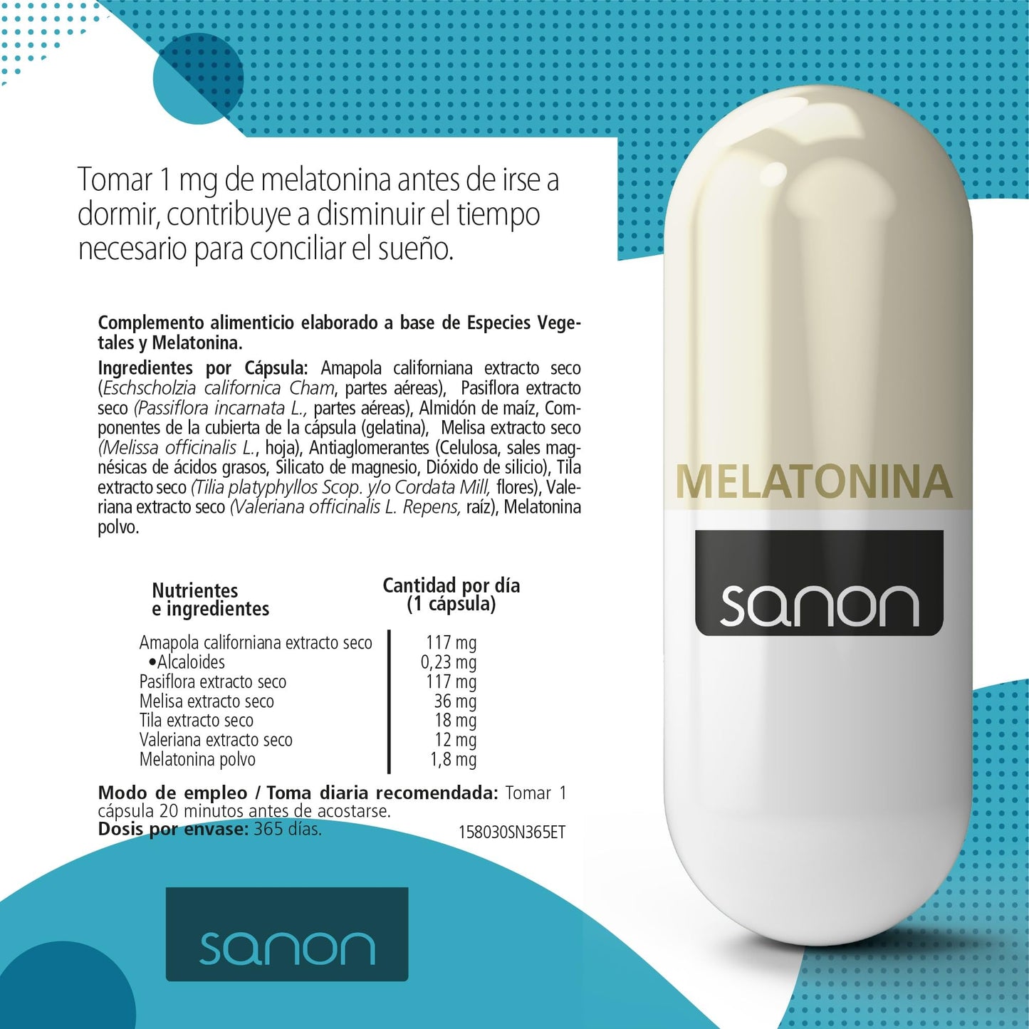 NOVA ENGEL Sanon Melatonina Restard De 545 Mg 365 Cápsulas
