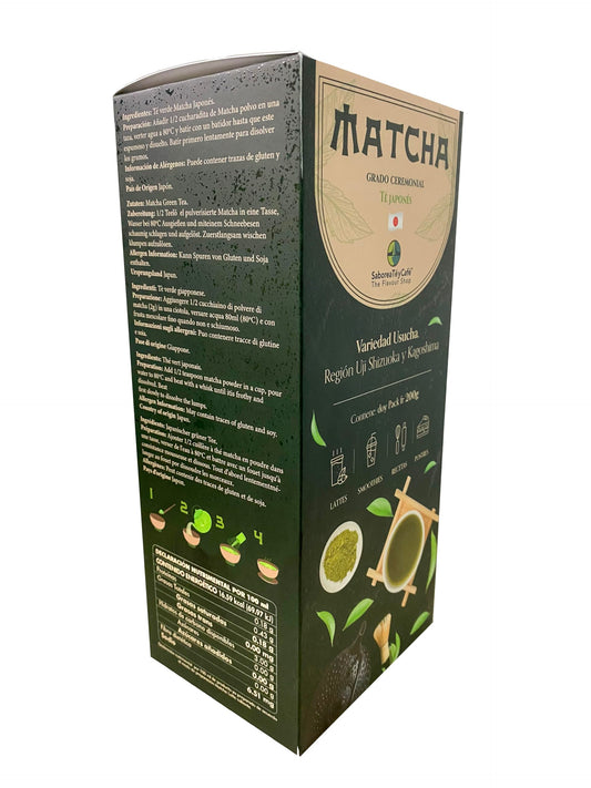 SABOREATE Y CAFE The Flavour Shop Matcha Té Verde Japonés Usucha Premium - Región Uji - Polvo Fino para Ceremonia - Caja Regalo 200 g