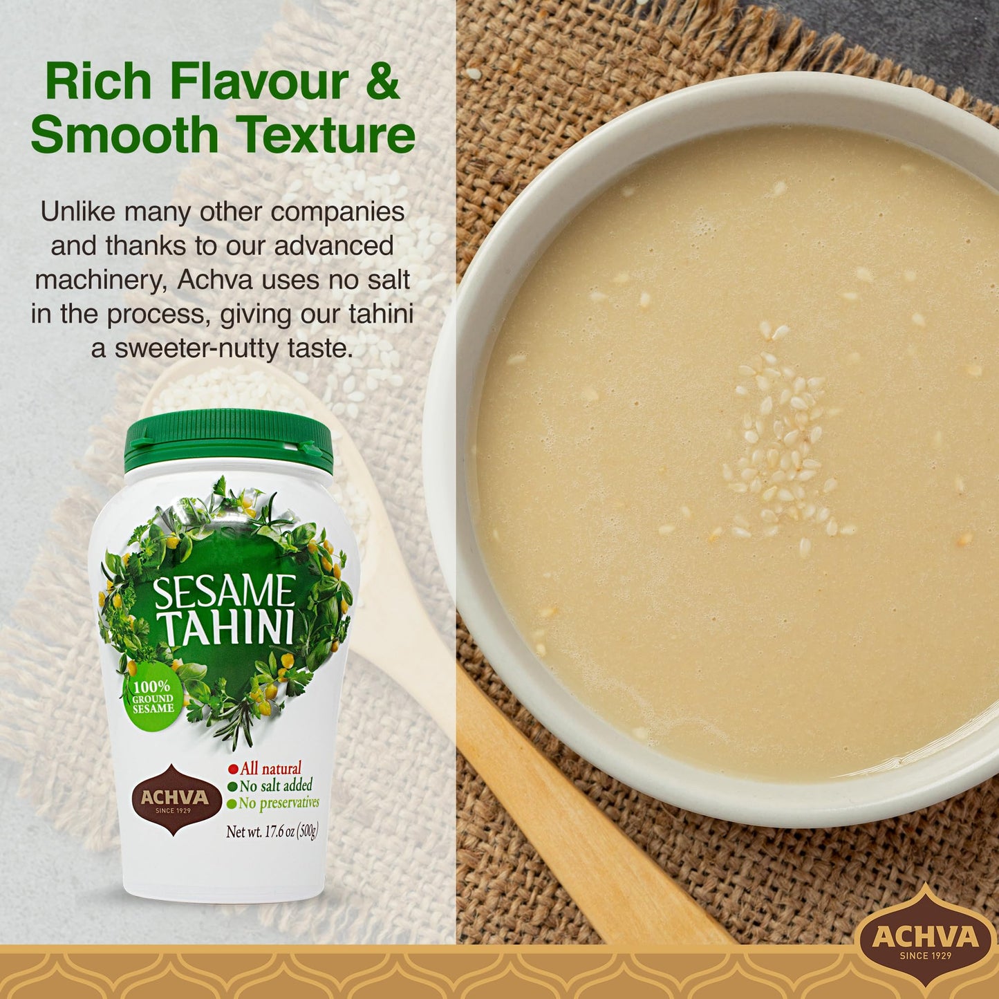 Achva Tahini Crushed Sesame Seeds, 17.6 Ounce