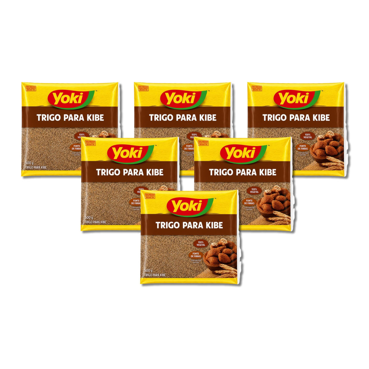 Trigo para Kibe - Harina de Trigo Integral para Quibe Tradicional - Pack de 6 Unidades de 500g (3kg), 100% Vegetal y Fuente de Fibra - Ideal para Recetas de Cocina Árabe y Brasileña - NEXU