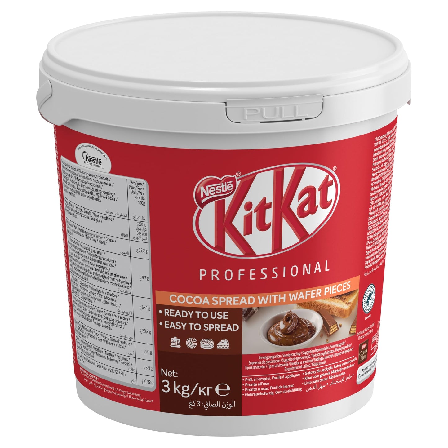 KITKAT Chocolate Untable con Trocitos de Galleta, cubo 3kg