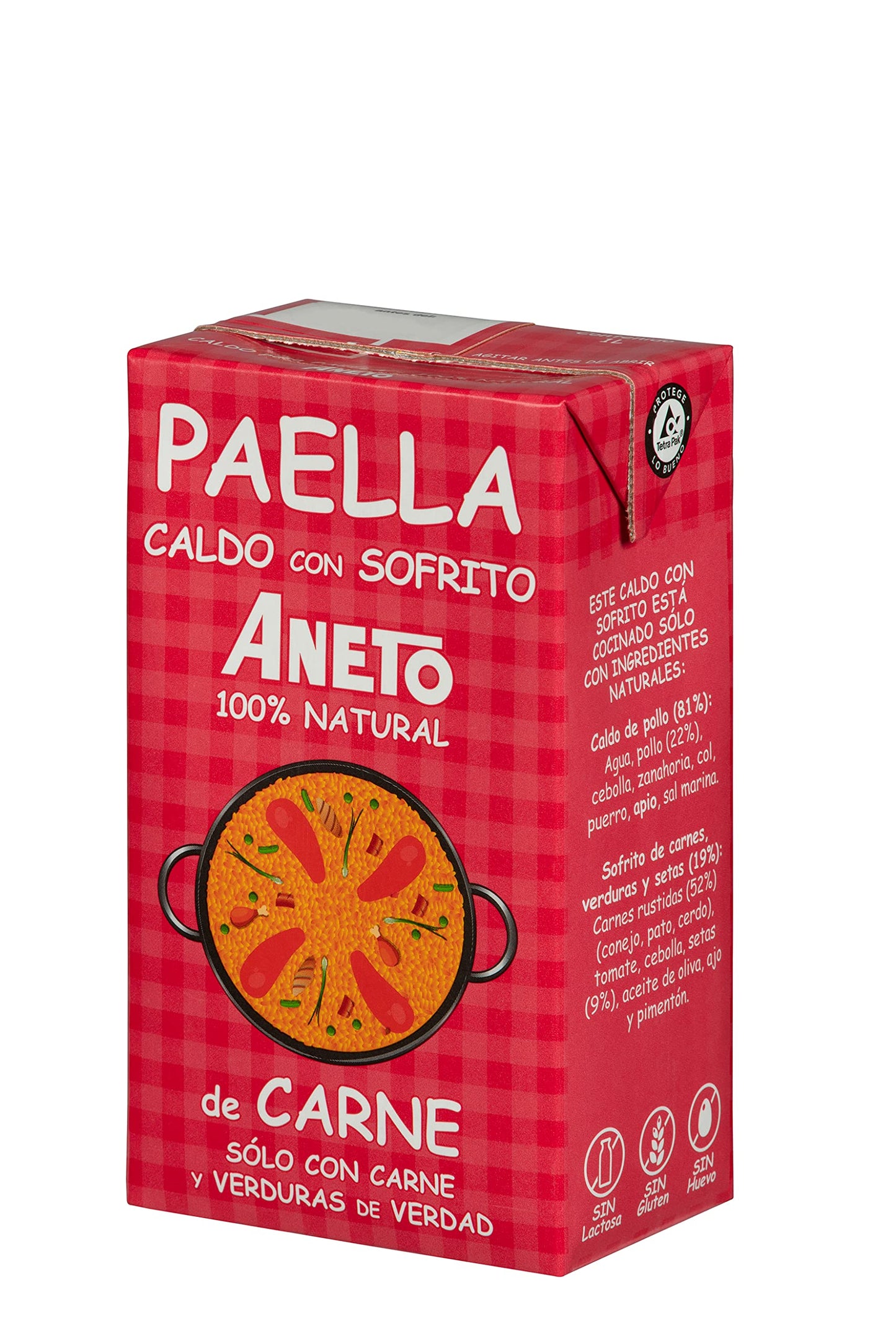 Aneto Natural Caldo para Paella de Carne y Verduras, 1L