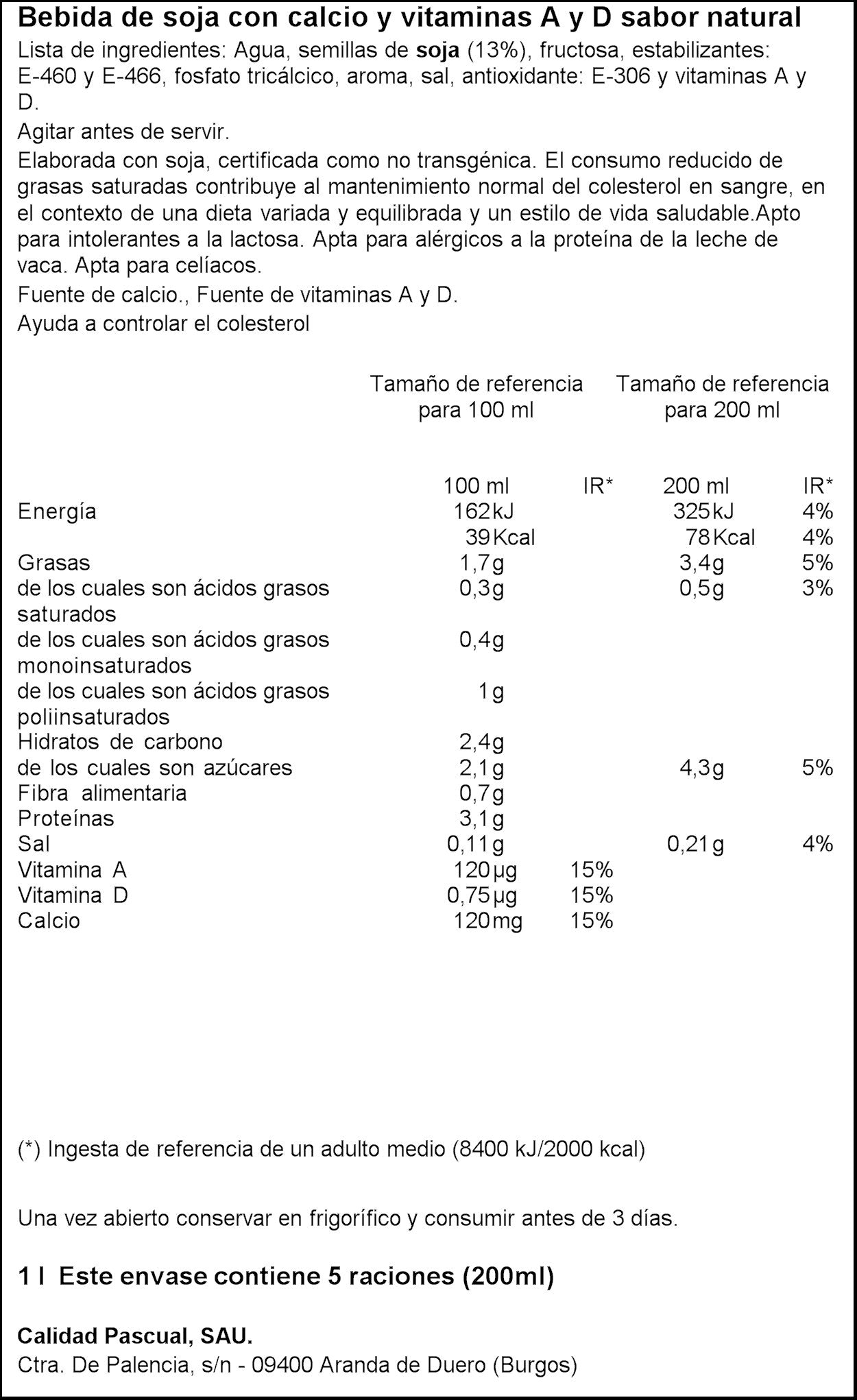 Vivesoy - Bebida Vegetal de Soja 100% Cultivo Local - Brik 1L