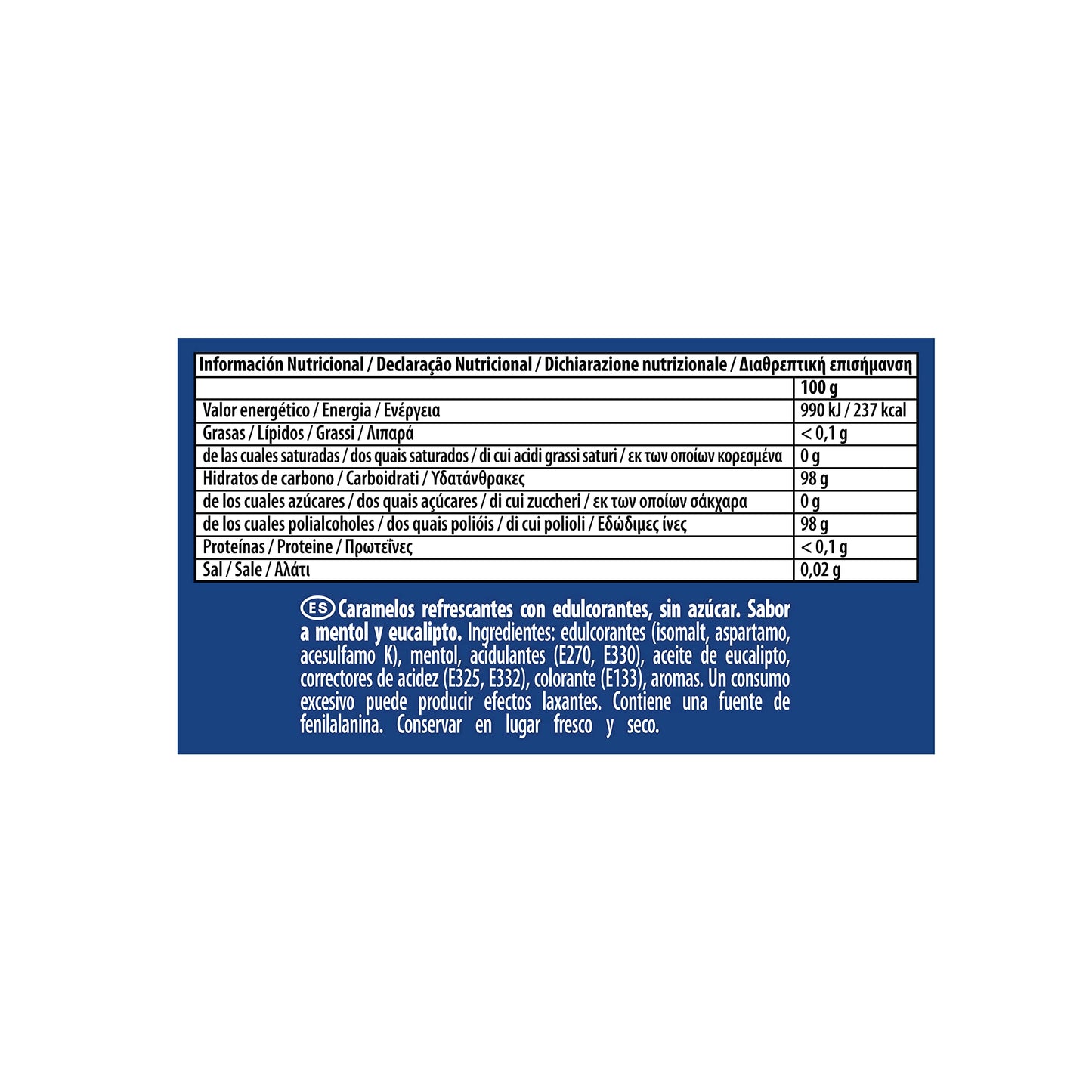 Halls Original Caramelos Sabor Eucalipto, Sin Azúcar, Paquete de 4 x 32 g