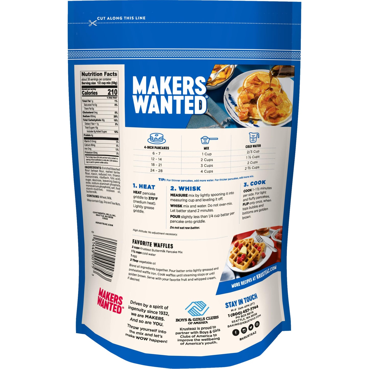 Krusteaz Pancake Mix, Complete, Buttermilk 5 Lb