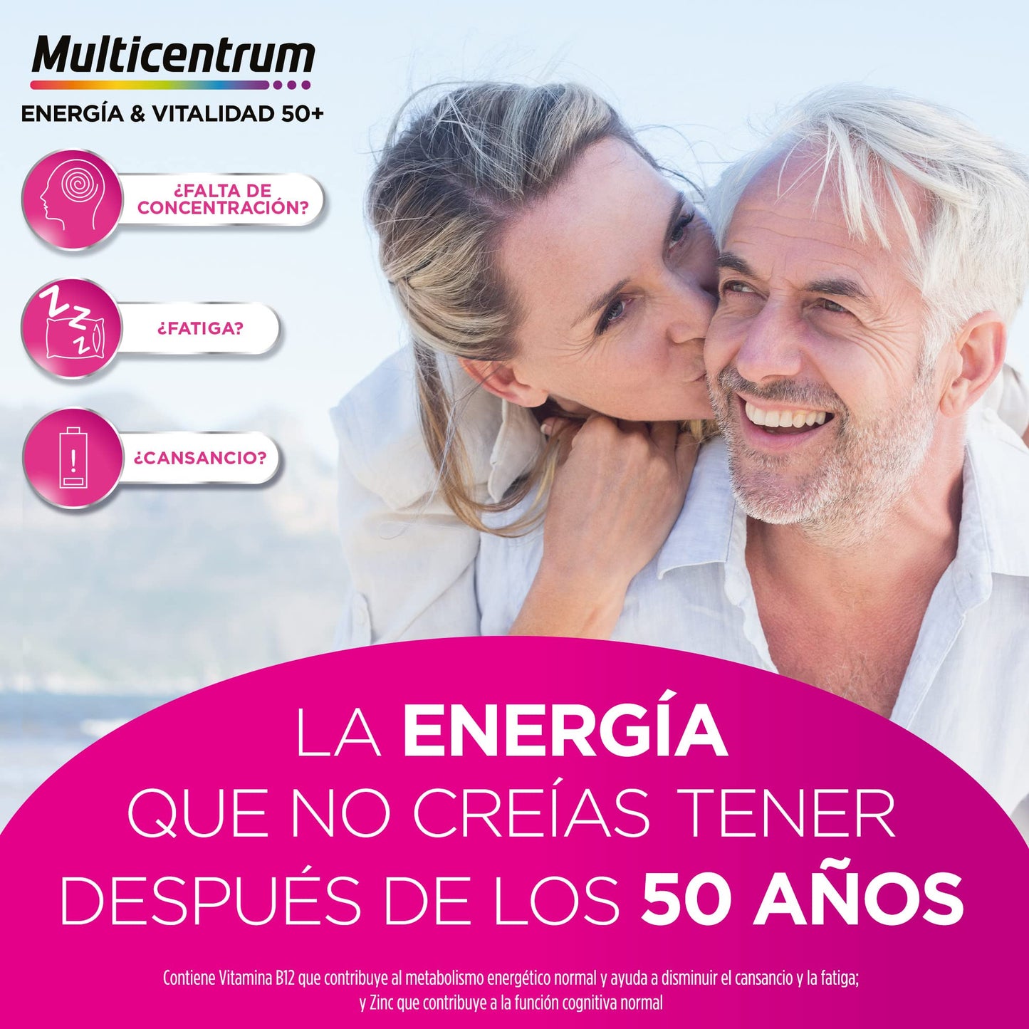Multicentrum Energía & Vitalidad 50+, liquido, Alto contenido de Vitamina B12, Energía Física y Mental después de los 50 años, pack de 30 frascos