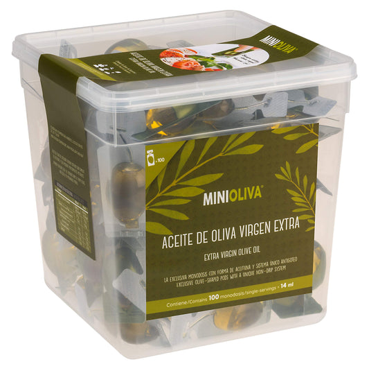 Minioliva Aceite de Oliva Virgen Extra - Paquete de 100 x 14 ml - Total: 1400 ml