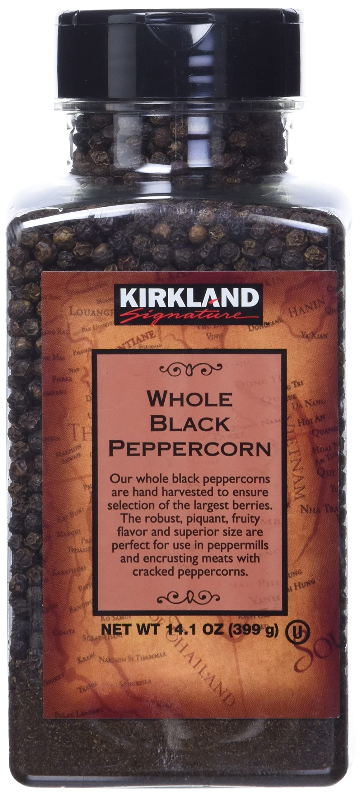 Kirkland Signature Whole Tellicherry Peppercorns, 14.1oz Gourmet Jar