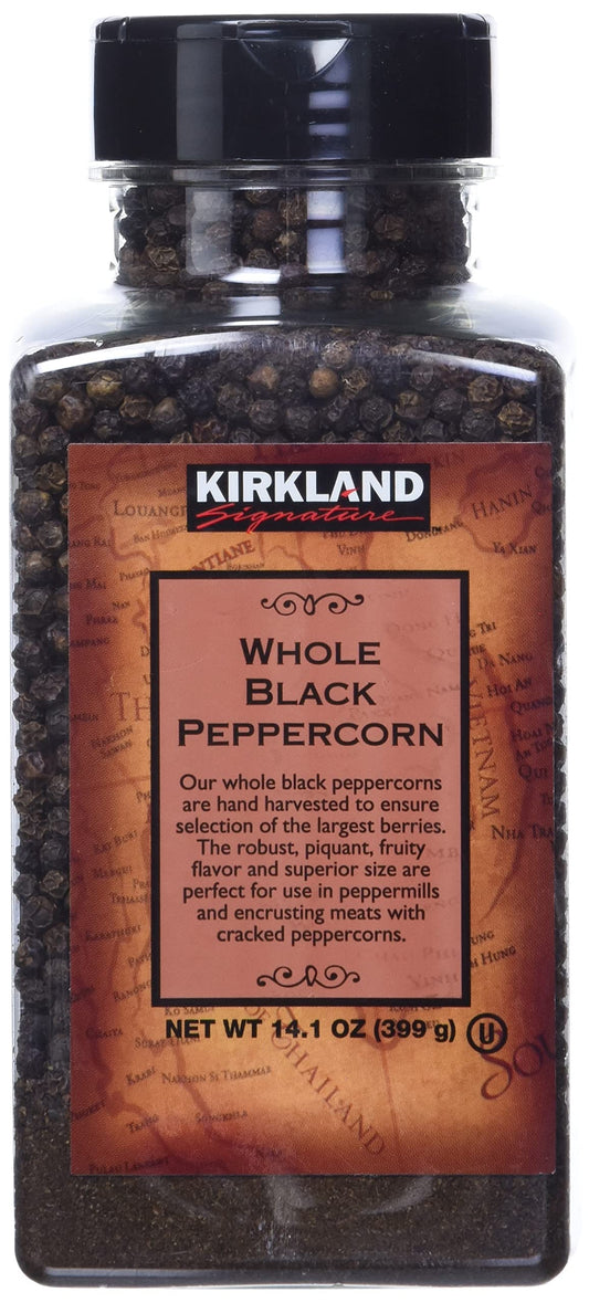 Kirkland Signature Whole Tellicherry Peppercorns, 14.1oz Gourmet Jar