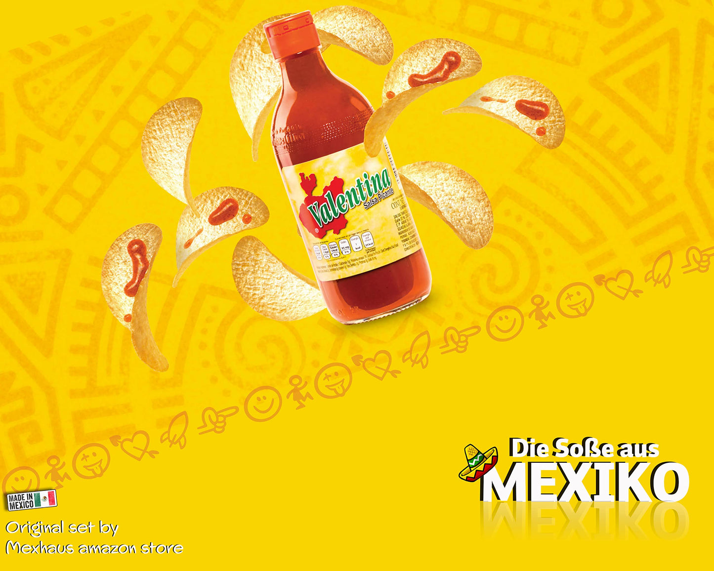Salsa Valentina salsa picante chilli mexicana caliente / salsa picante / (pack de 2 unidades) - 370 ml cada uno, sin gluten, sin grasa y sin azúcar, salsas picantes set de regalo