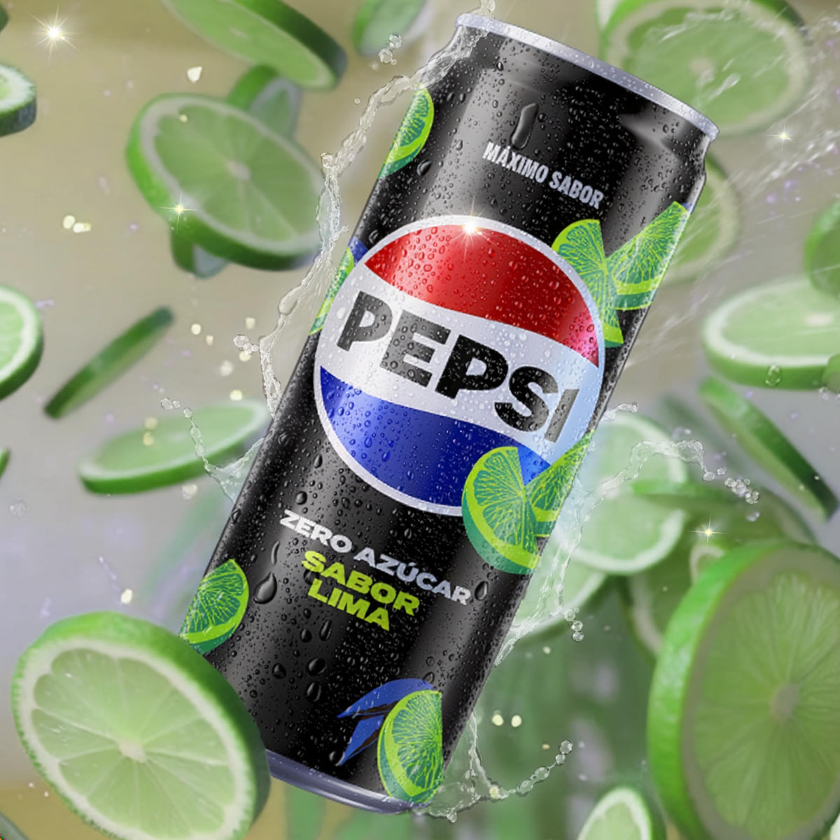 Pepsi zero Lima Refresco de cola con cero azúcar y cero calorías, pack de 24 latas de 330 ml, 7.92 litros en total