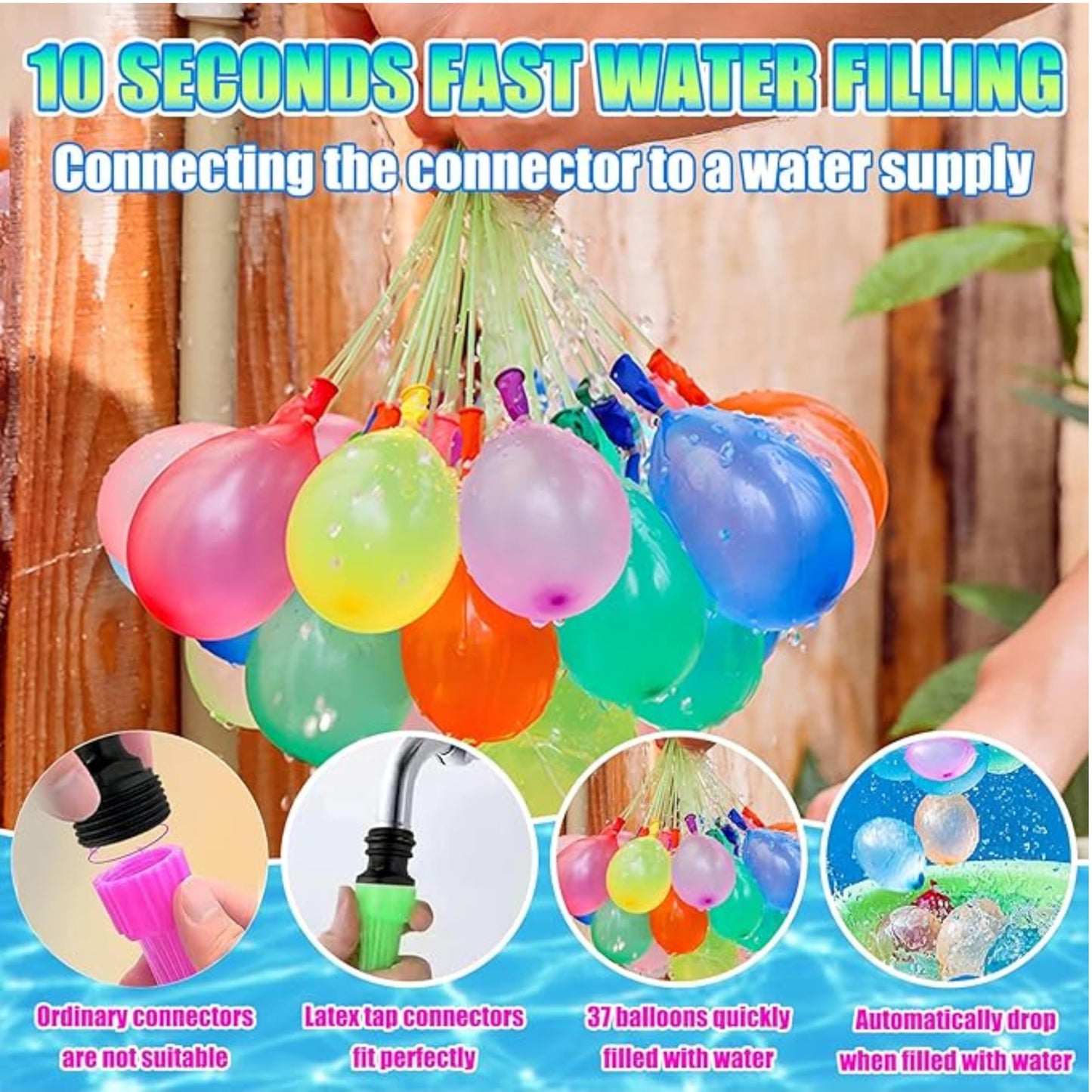 Globos de Agua 660 Pcs con Cierre Automático – Llenado Rápido en 10s | Globos de Colores para Juegos de Agua Niños | Fiestas Verano, Jardín, Playa, Piscina (6 Packs x con 110 Globos)