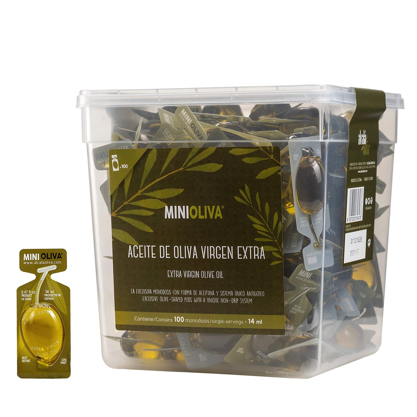 Minioliva Aceite de Oliva Virgen Extra - Paquete de 100 x 14 ml - Total: 1400 ml