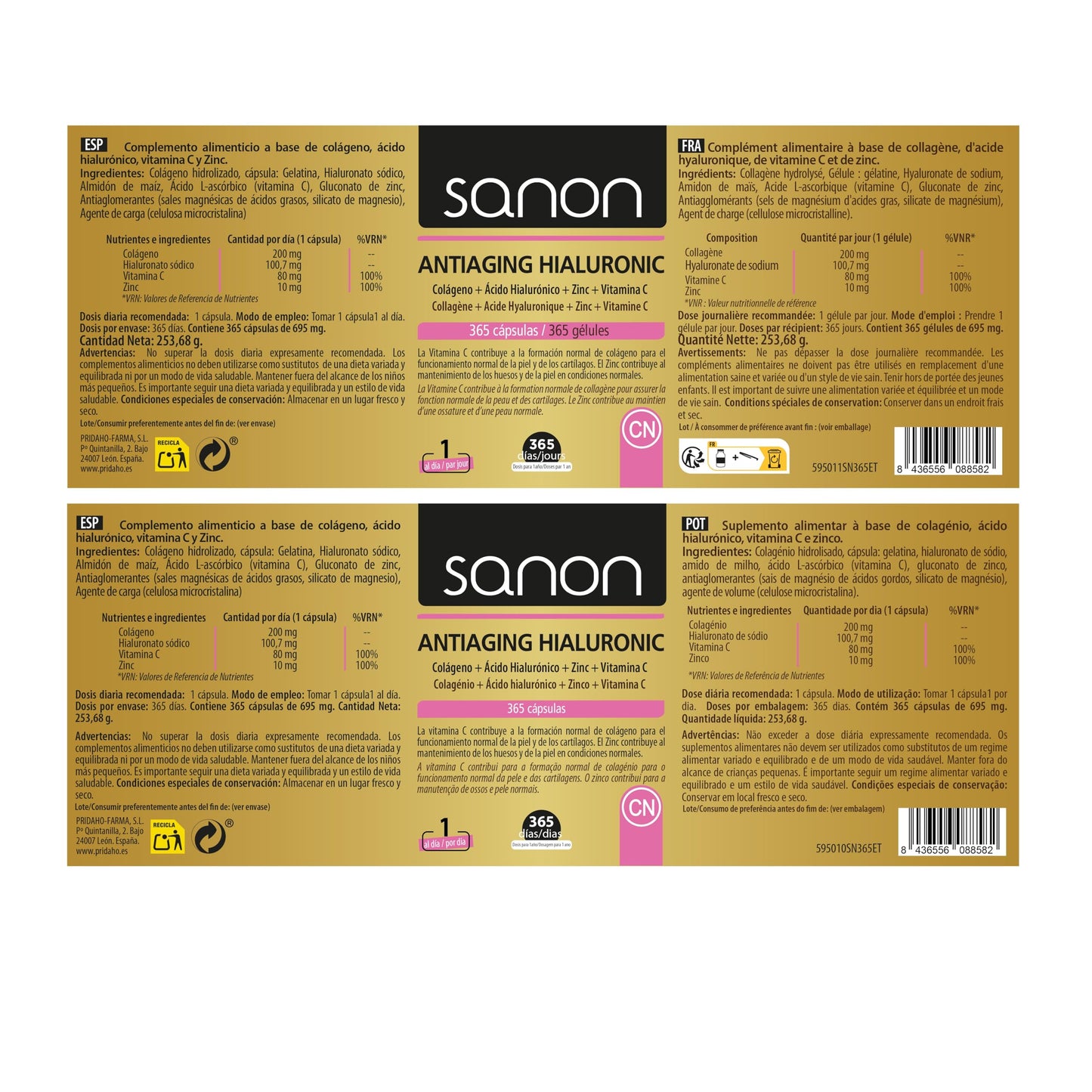 SANON Antiaging Hyaluronic 365 cápsulas