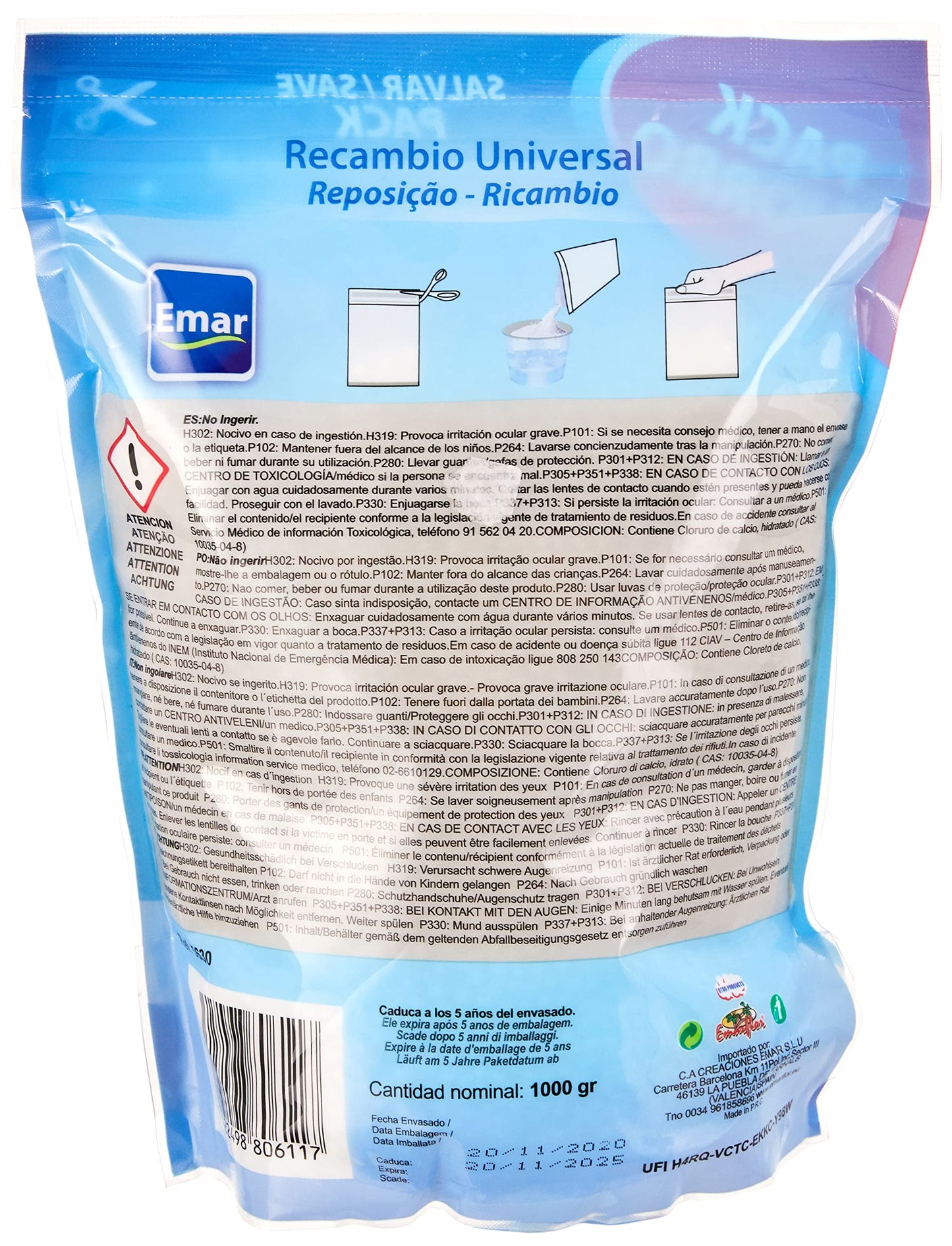 Emar - Recambio Absorbe Humedad 1000 Gr. Granel