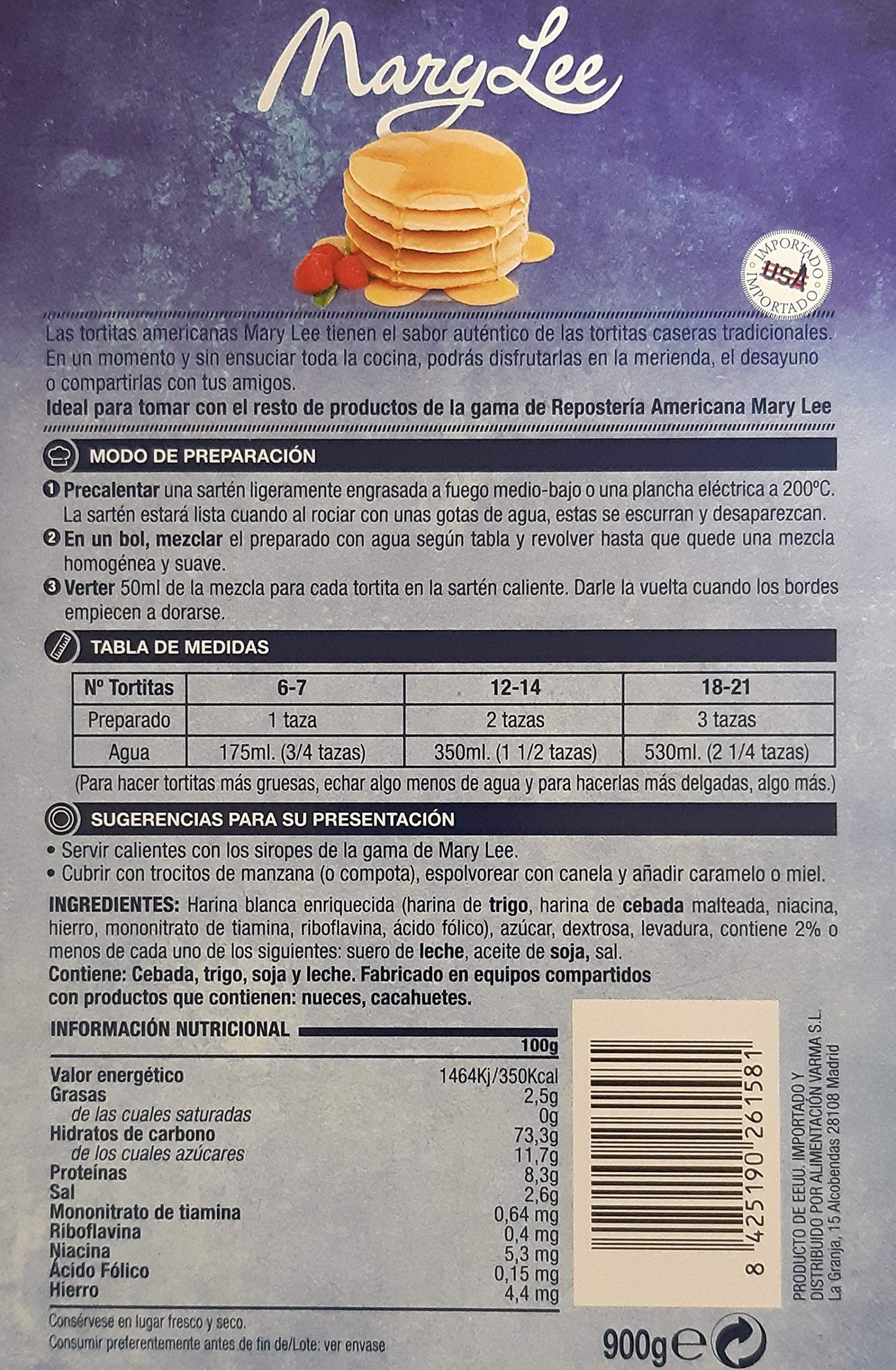 Mary Lee Tortitas Americanas Estuche, 900 Gramos