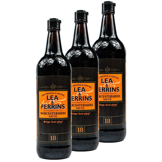 Lea & Perrins - Pack de 3 salsa Worcestershire original en botella de cristal de 568 ml (salsa de condimento) - Salsa Worcester Worcester tradicional inglesa