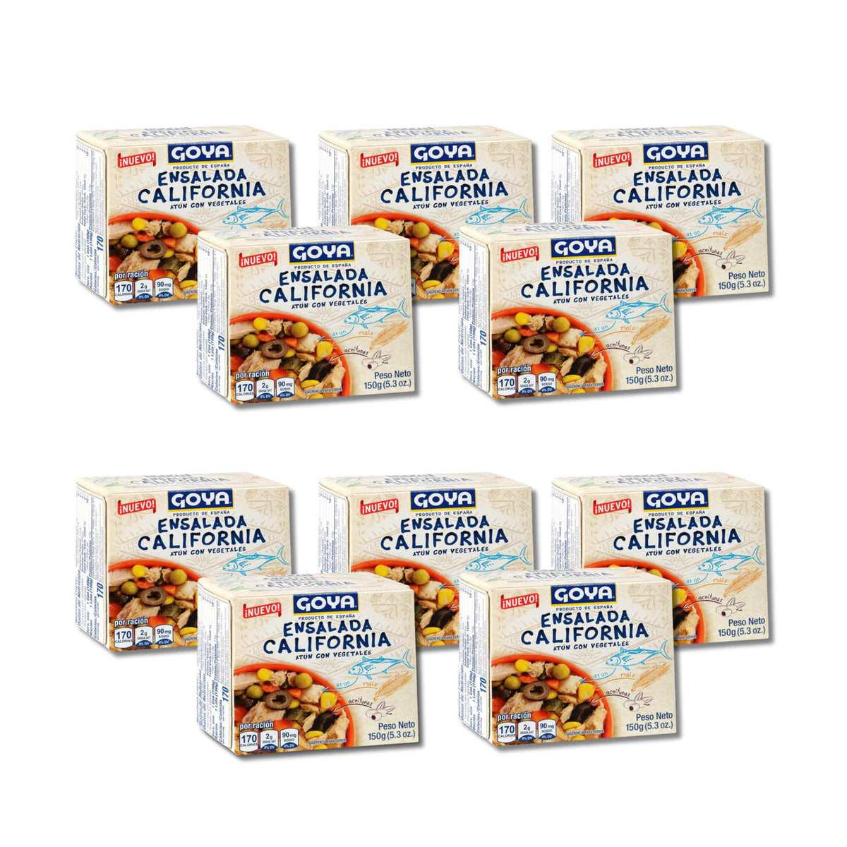 Ensalada California de Atún con Maíz y Aceitunas - Pack de 10 Latas de 150g - Plato Preparado Saludable Rico en Proteínas - Listo para Comer - NEXU