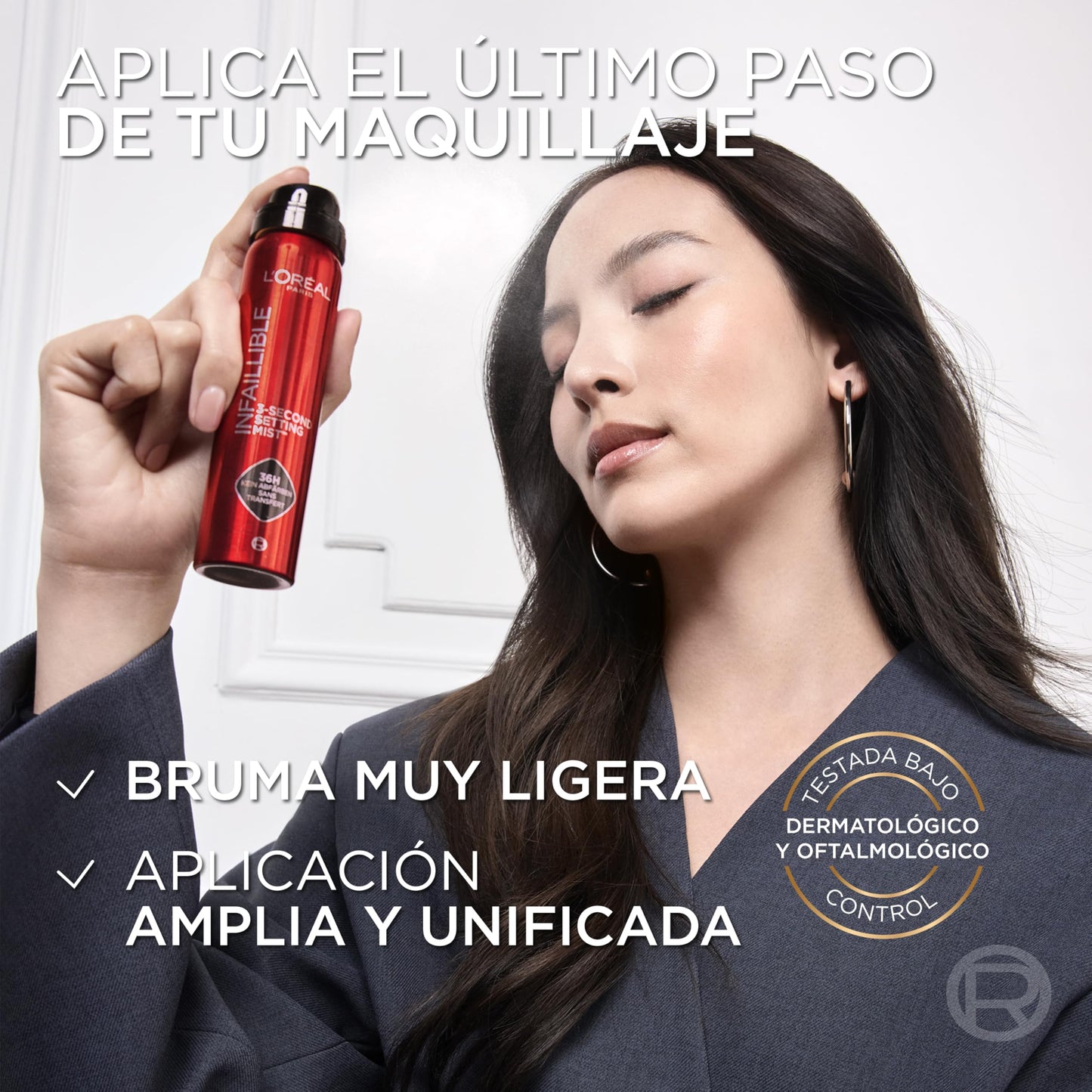 L'Oréal Paris Spray Fijador de Maquillaje Infaillible, Resistente al Agua, Se mantiene hasta 36h, 75 ml