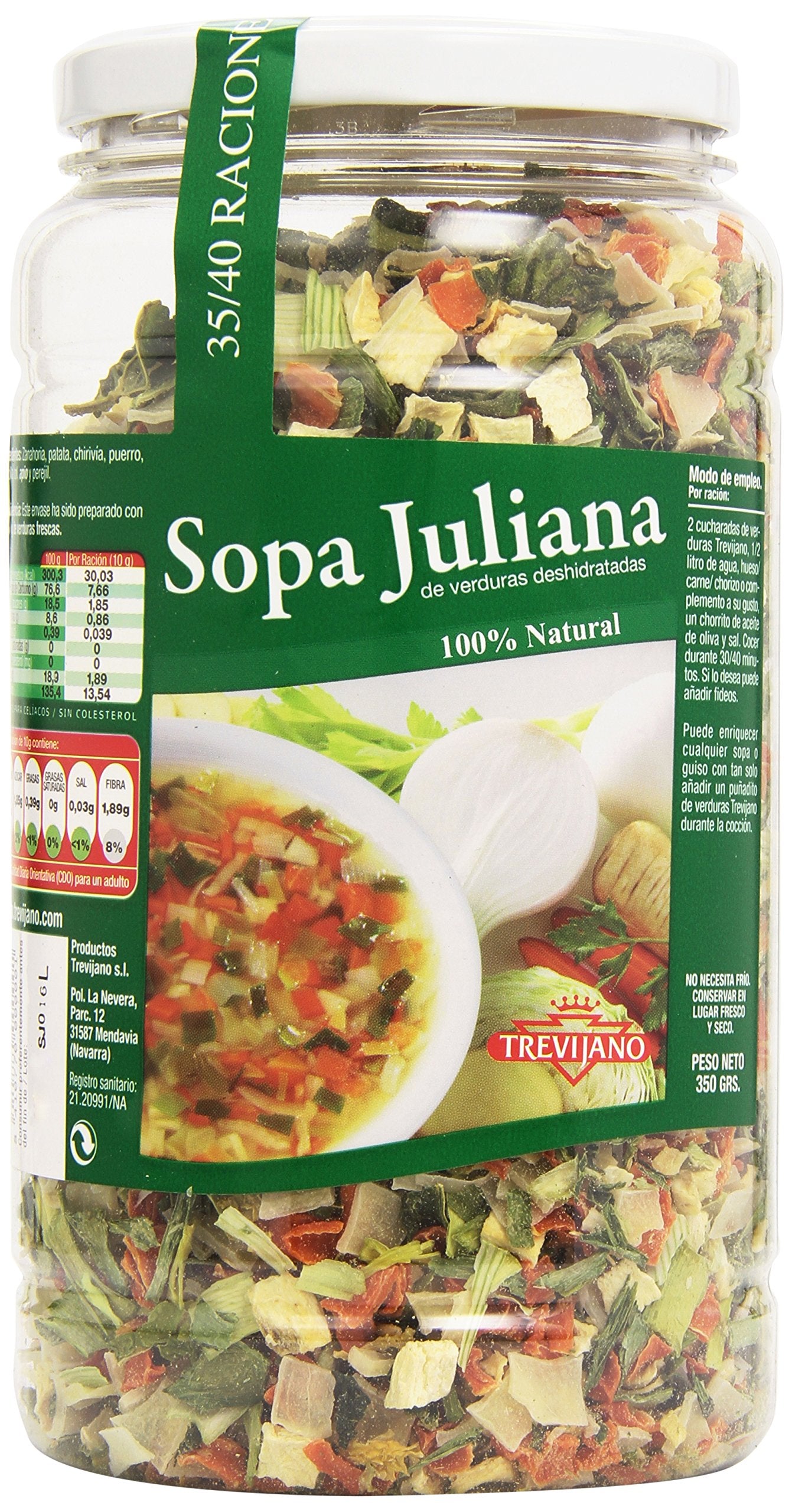 Trevijano - Sopa Juliana de verduras deshidratas - 100% natural - 350 g