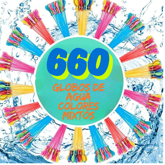 Globos de Agua 660 Pcs con Cierre Automático – Llenado Rápido en 10s | Globos de Colores para Juegos de Agua Niños | Fiestas Verano, Jardín, Playa, Piscina (6 Packs x con 110 Globos)