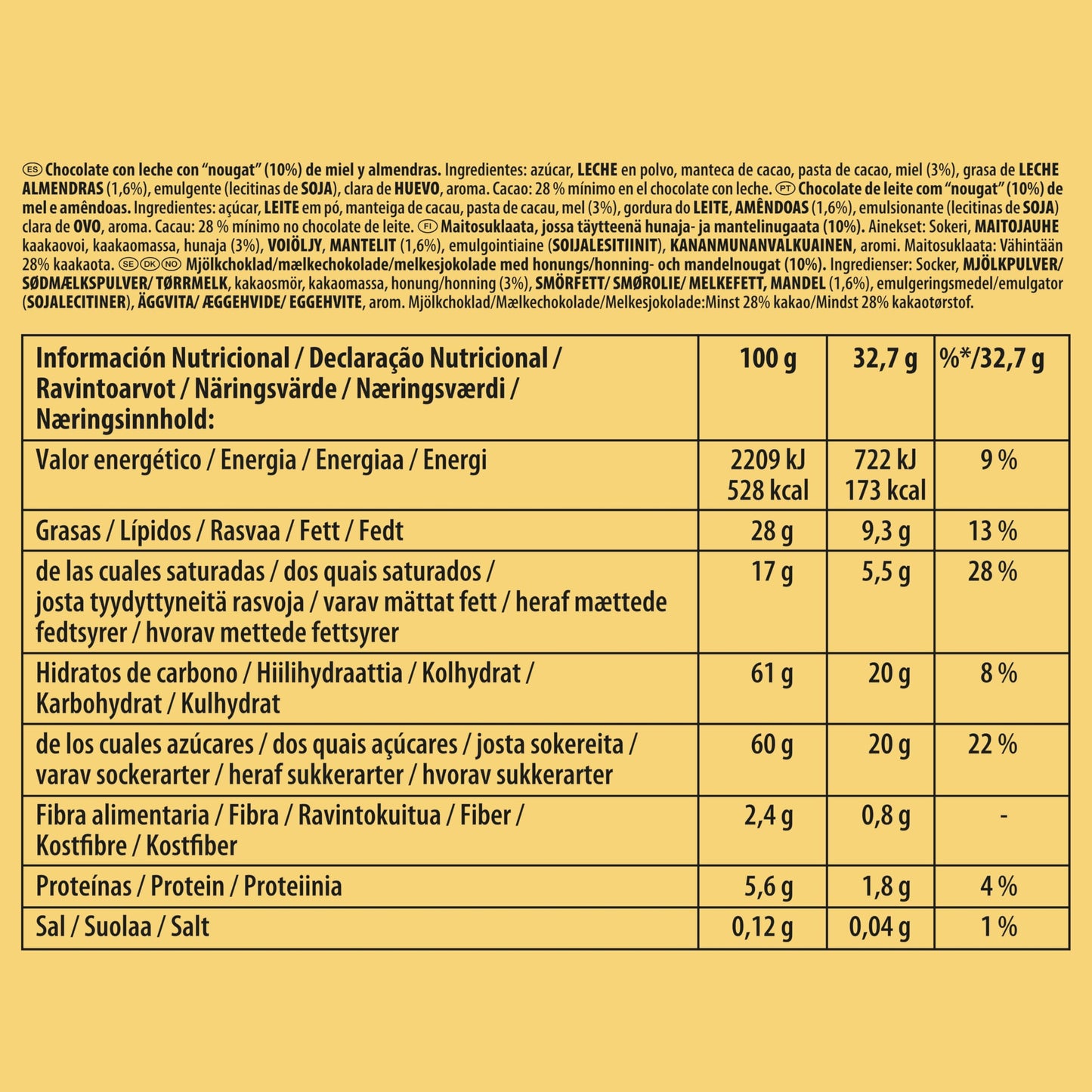 Toblerone Chocolate con Leche Suizo con Nougat de Miel y Almendras, Formato Grande, Pack 360 g