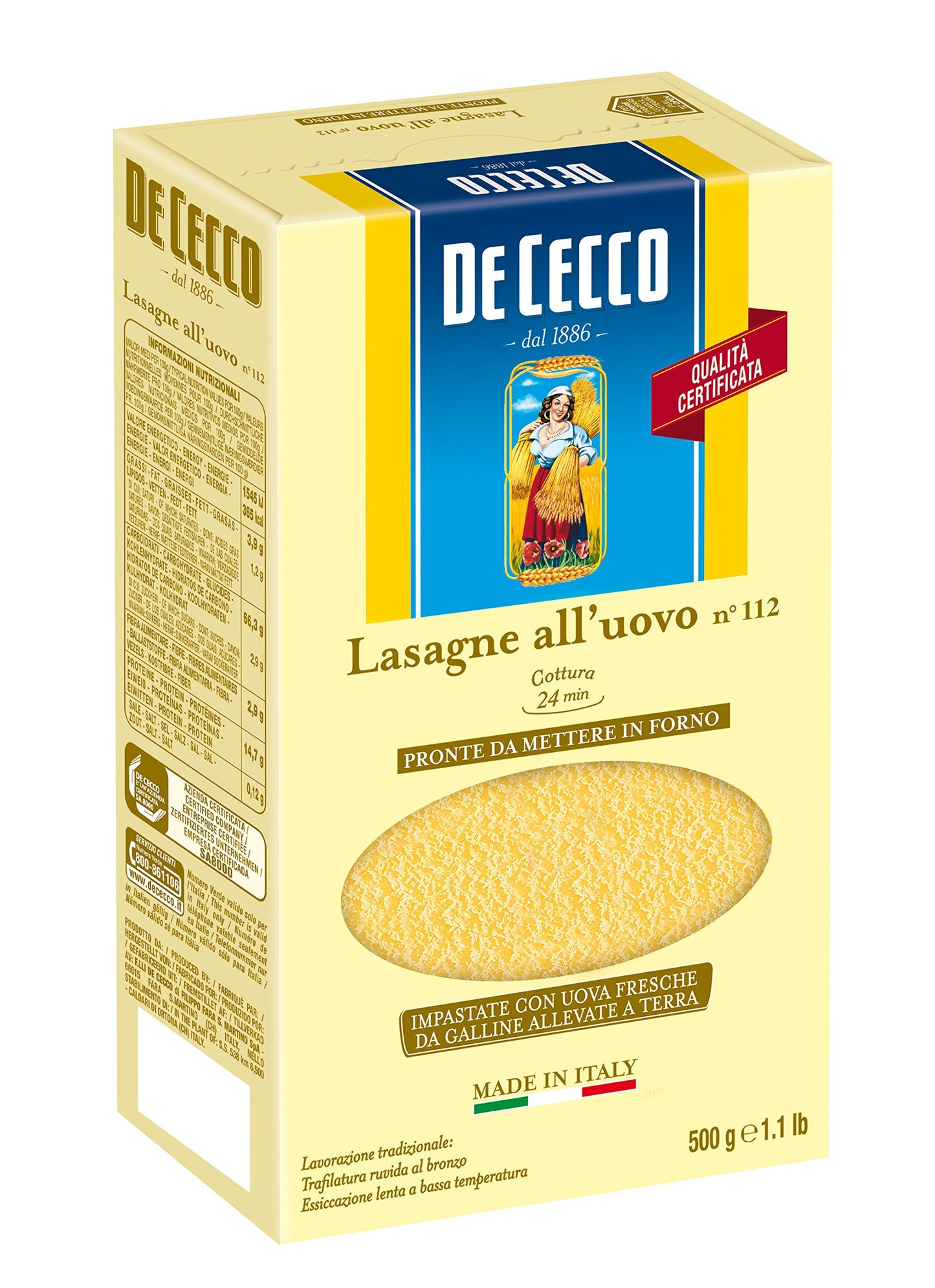 De cecco n.112 lasagna all'uovo gr.500 (1000035754)