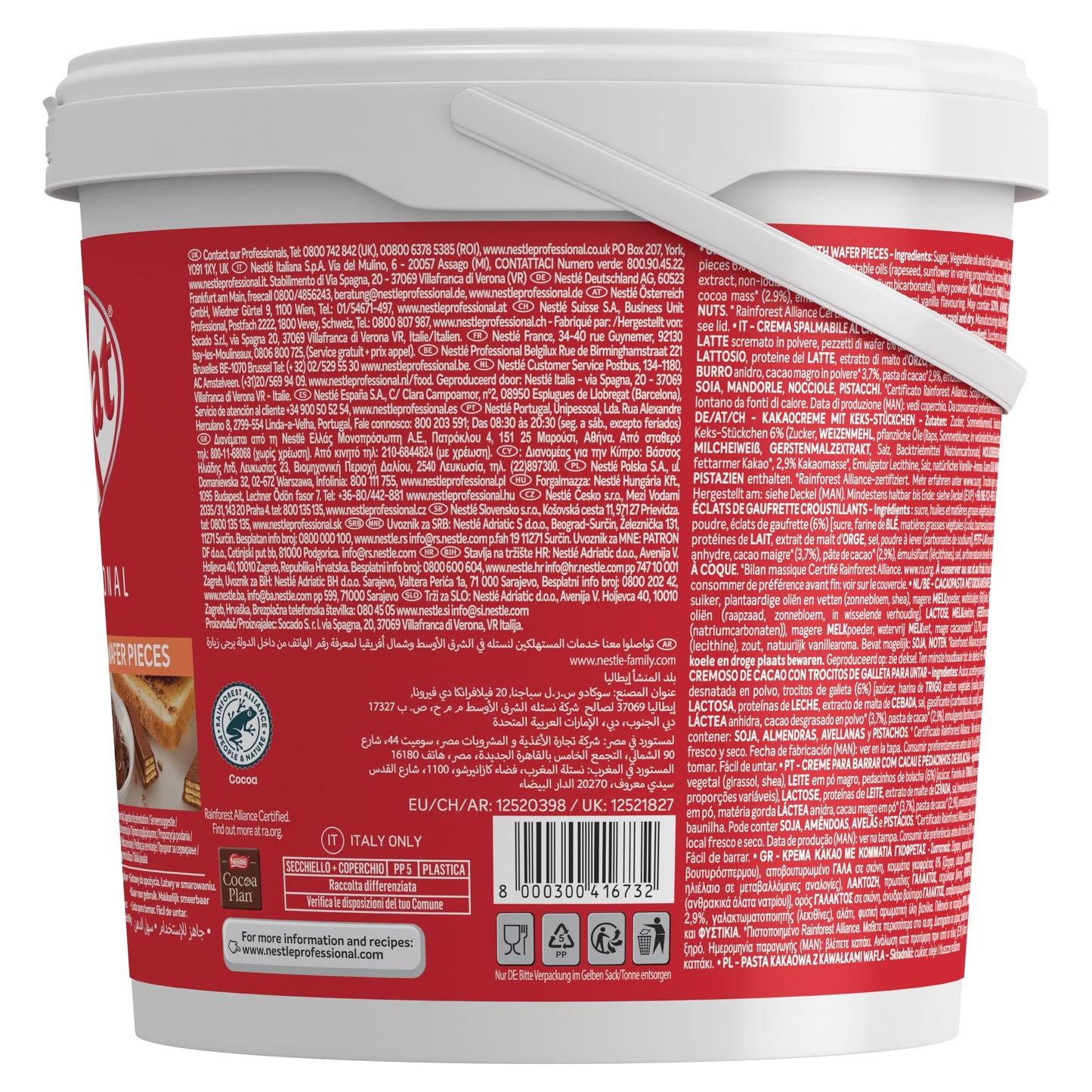 KITKAT Chocolate Untable con Trocitos de Galleta, cubo 3kg
