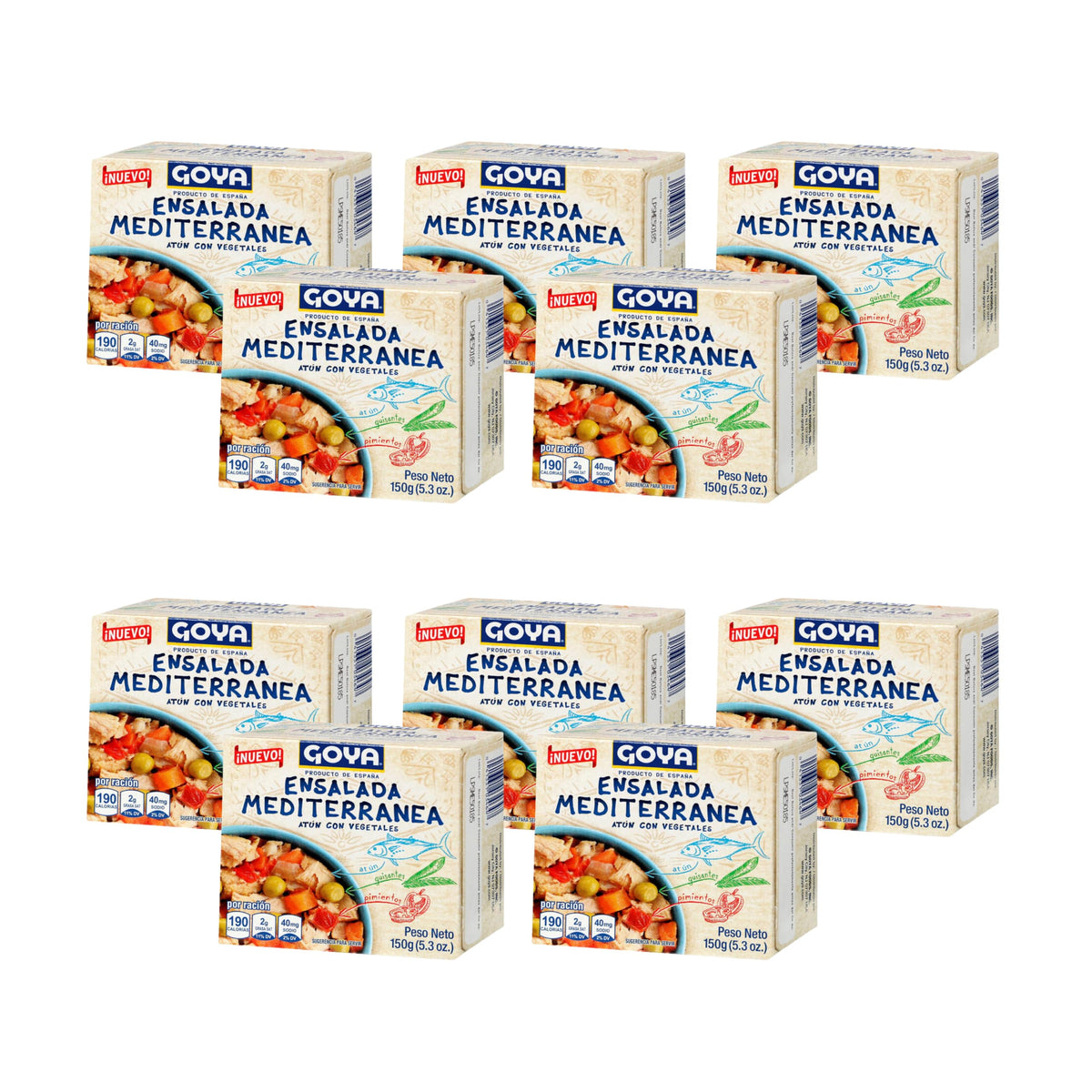 Ensalada Mediterránea de Atún con Vegetales - Pack de 10 x 150g (Total 1,5 kg) - Comida Preparada Saludable con Proteínas y Fibra - Ideal para Dietas Equilibradas y Deporte - NEXU