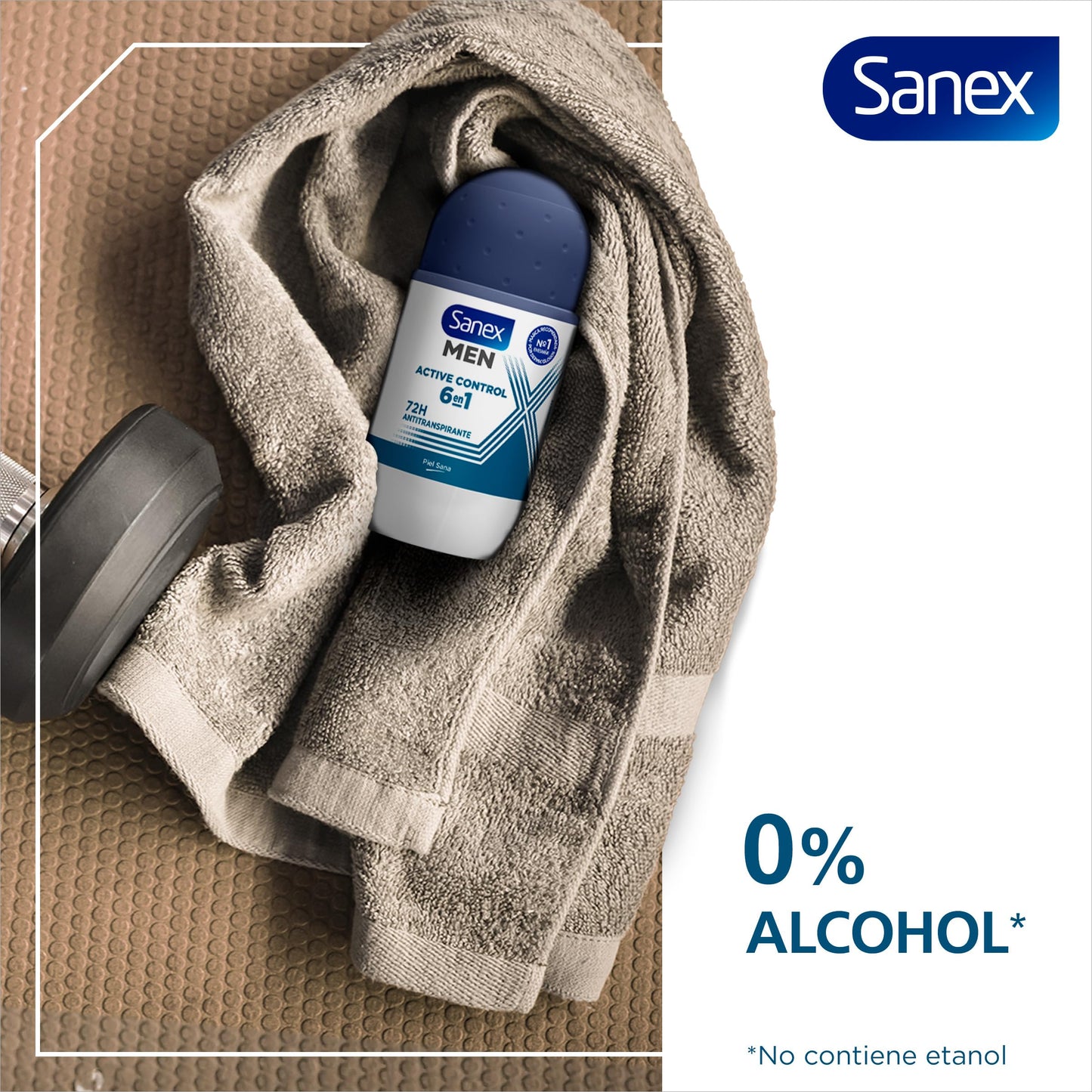 Sanex Men Active Control Desodorante Roll-On 50ml, 72 horas de protección contra el sudor, antiolor, efecto seco de larga duración, frescor, suave con la piel, antibacteriano, 0% alcohol*.